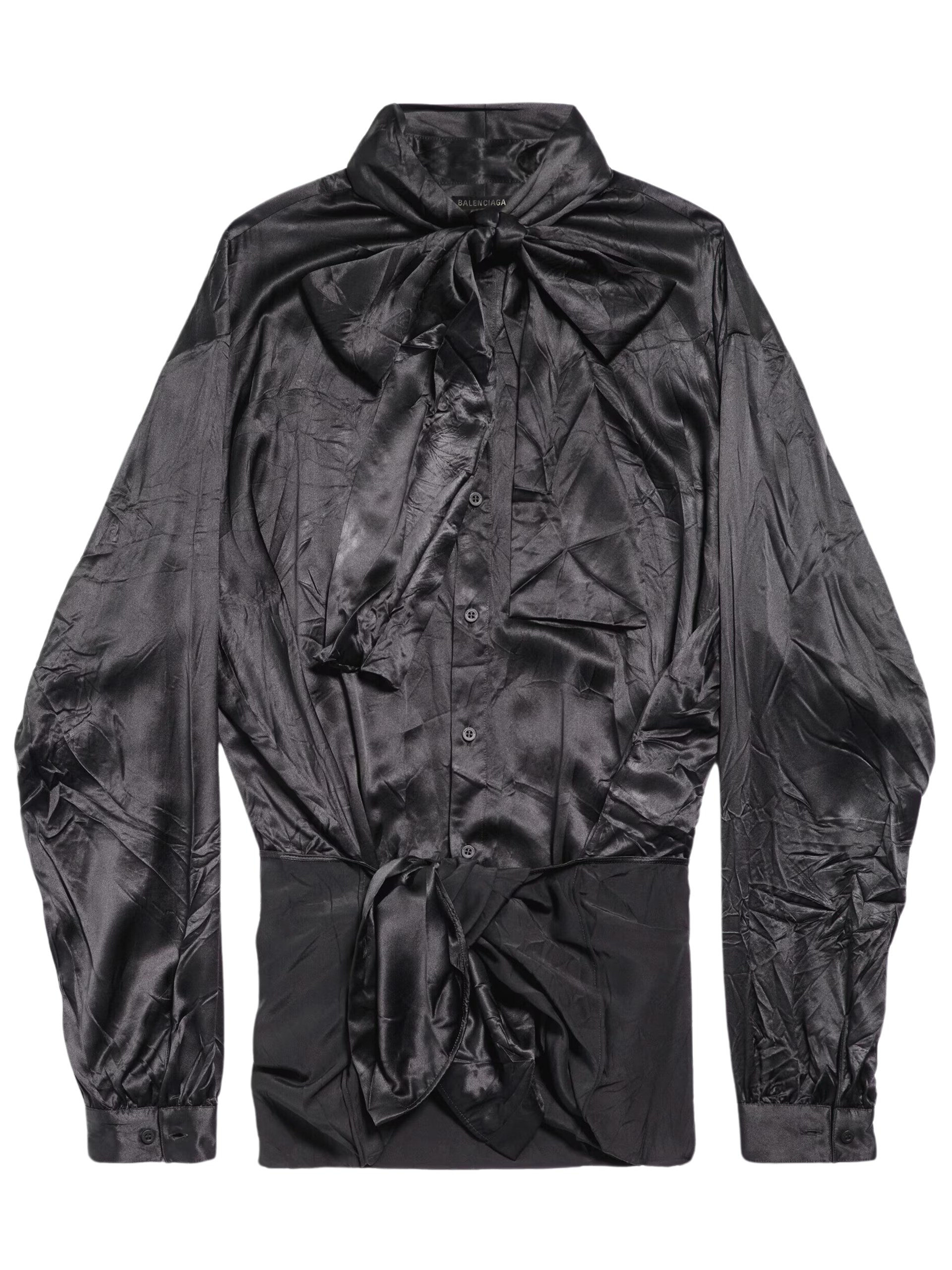 Balenciaga black silk blouse with lavalier
