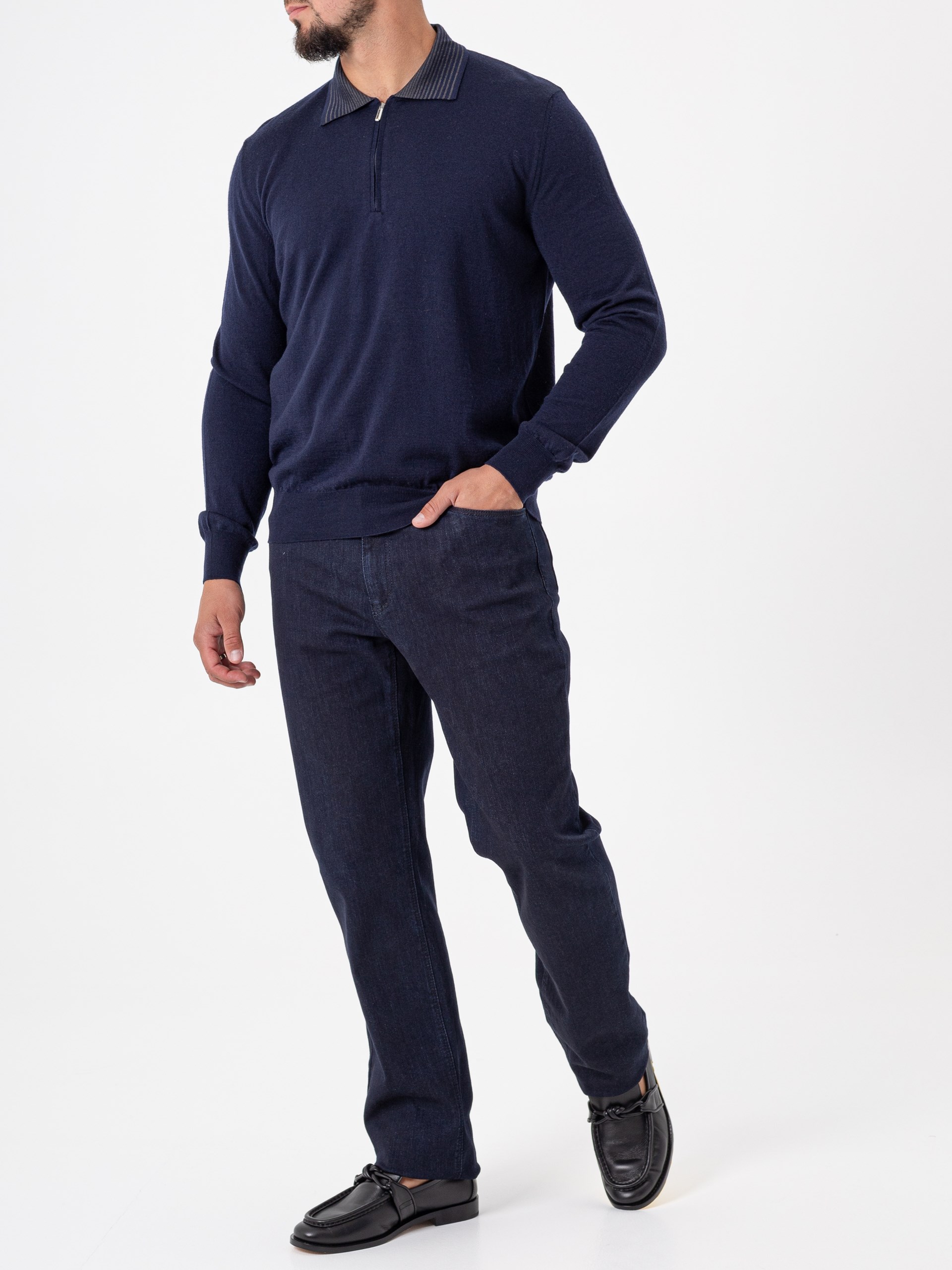 Bertolo Men's Dark Blue Cotton Jeans