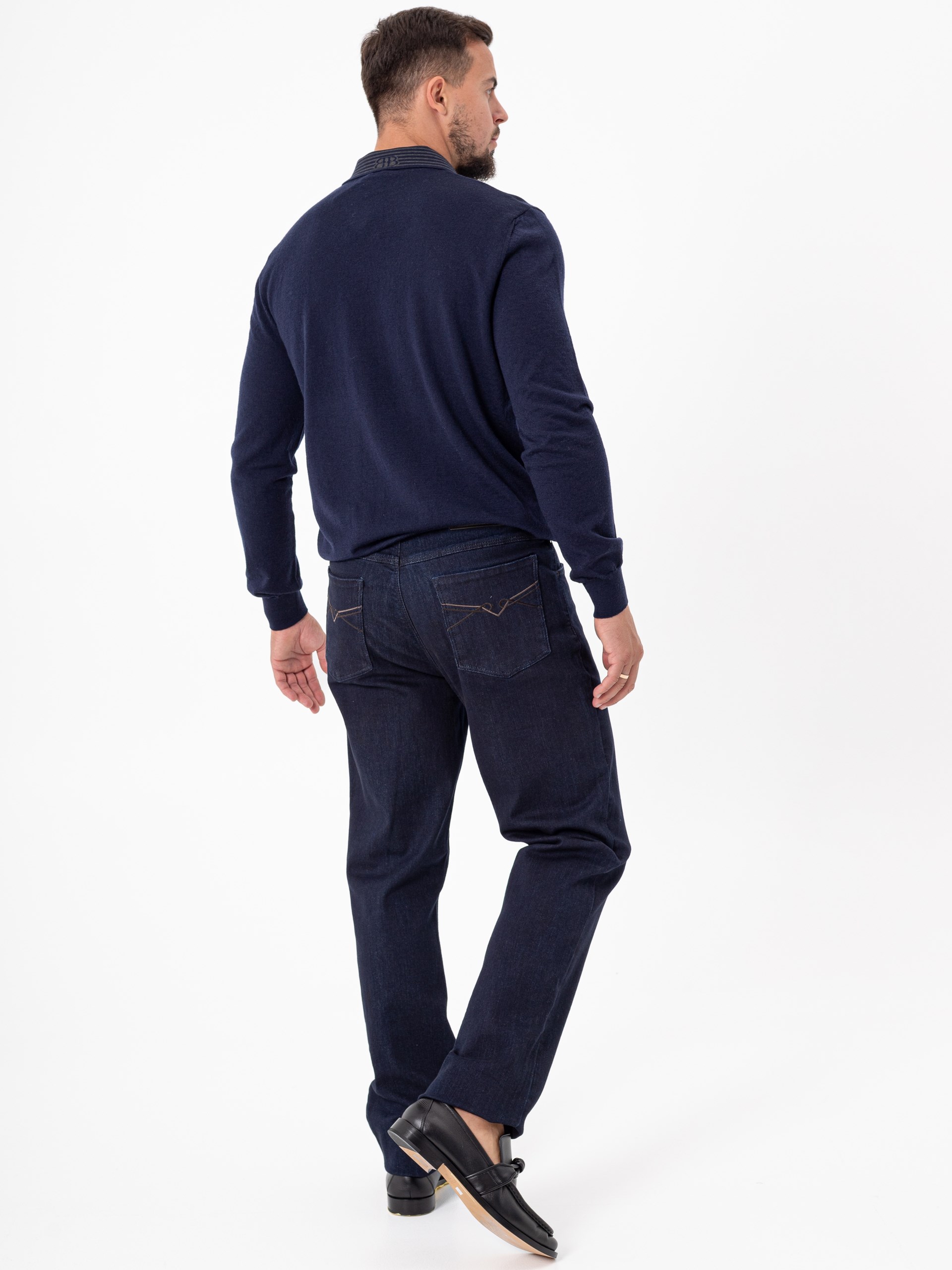 Bertolo Men's Dark Blue Cotton Jeans