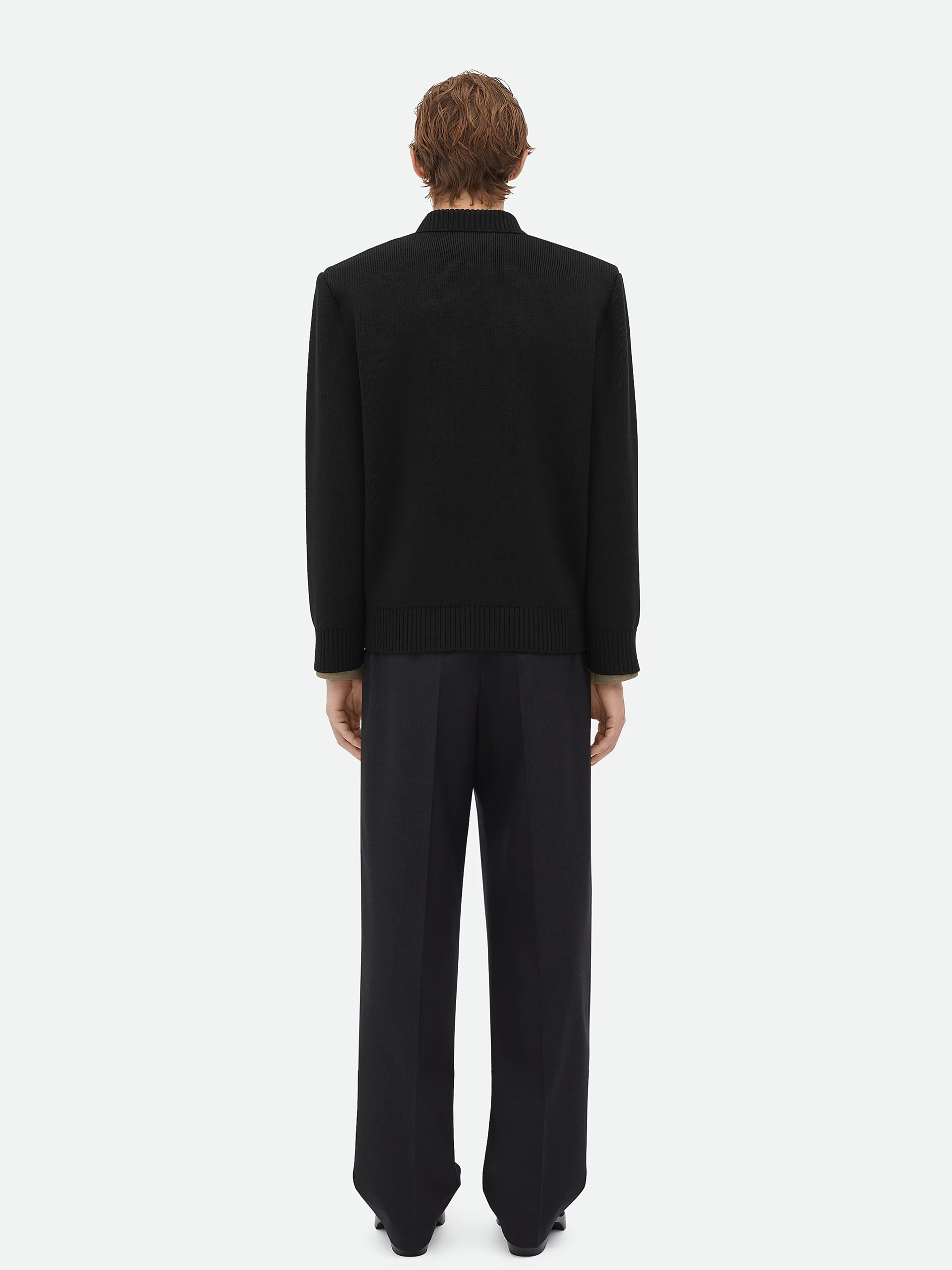 Bottega Veneta men's black light with voluminous shoulders