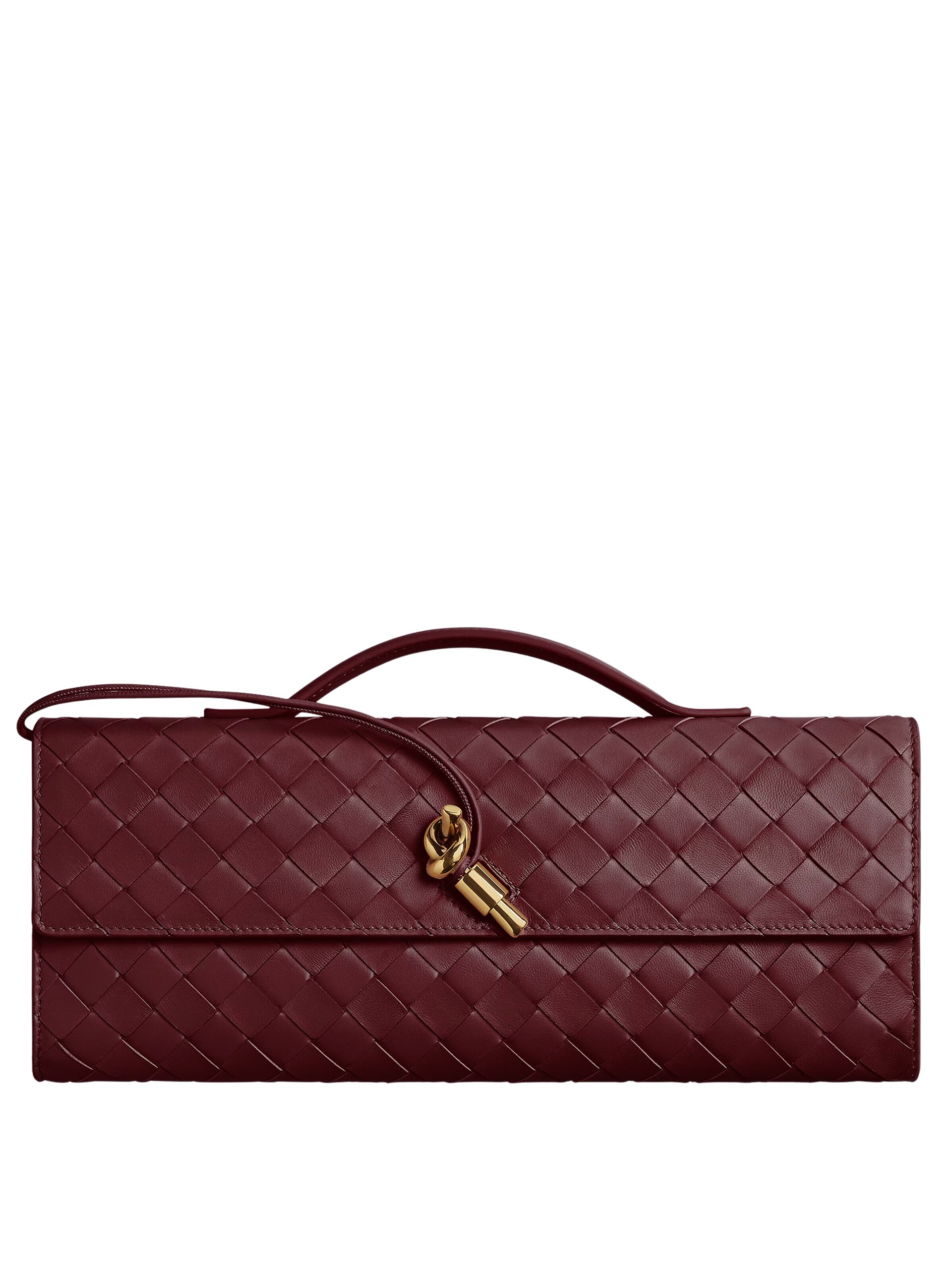 Сумка-клатч Bottega Veneta з м'якої шкіри Intrecciato кольору бургунді