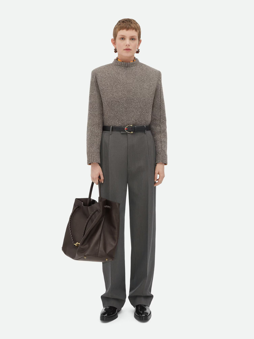 Bottega Veneta gray straight leg trousers