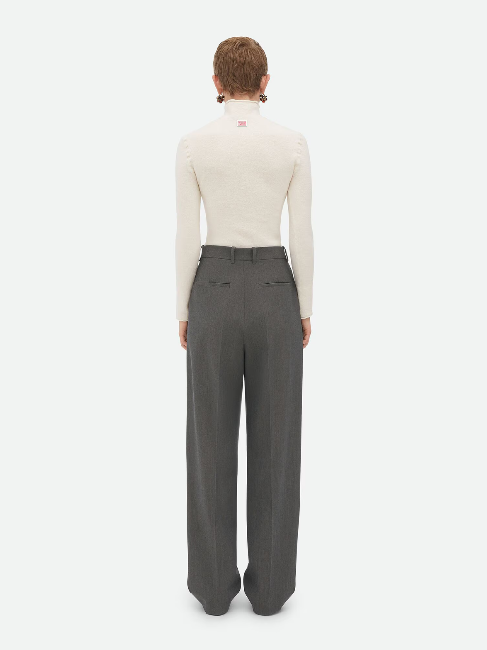Bottega Veneta gray straight leg trousers