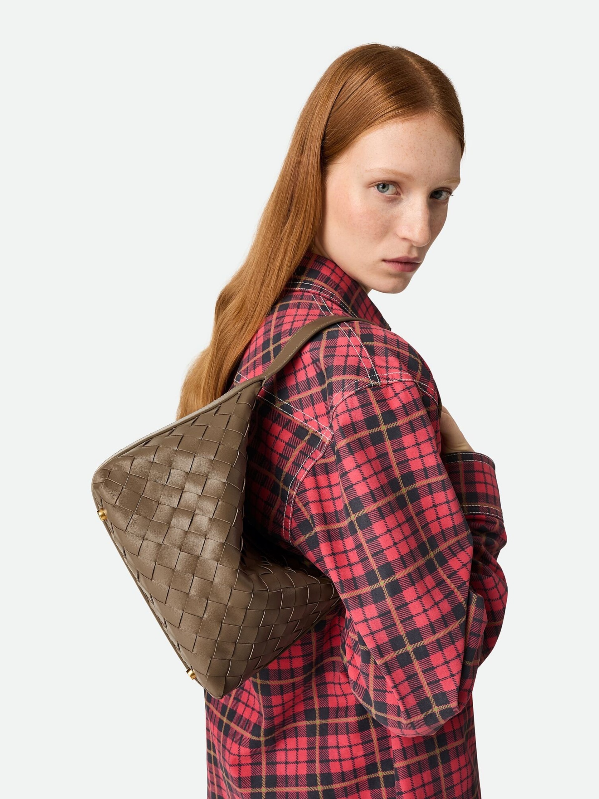 Tan Bottega Veneta Wallace bag in soft Intrecciato leather