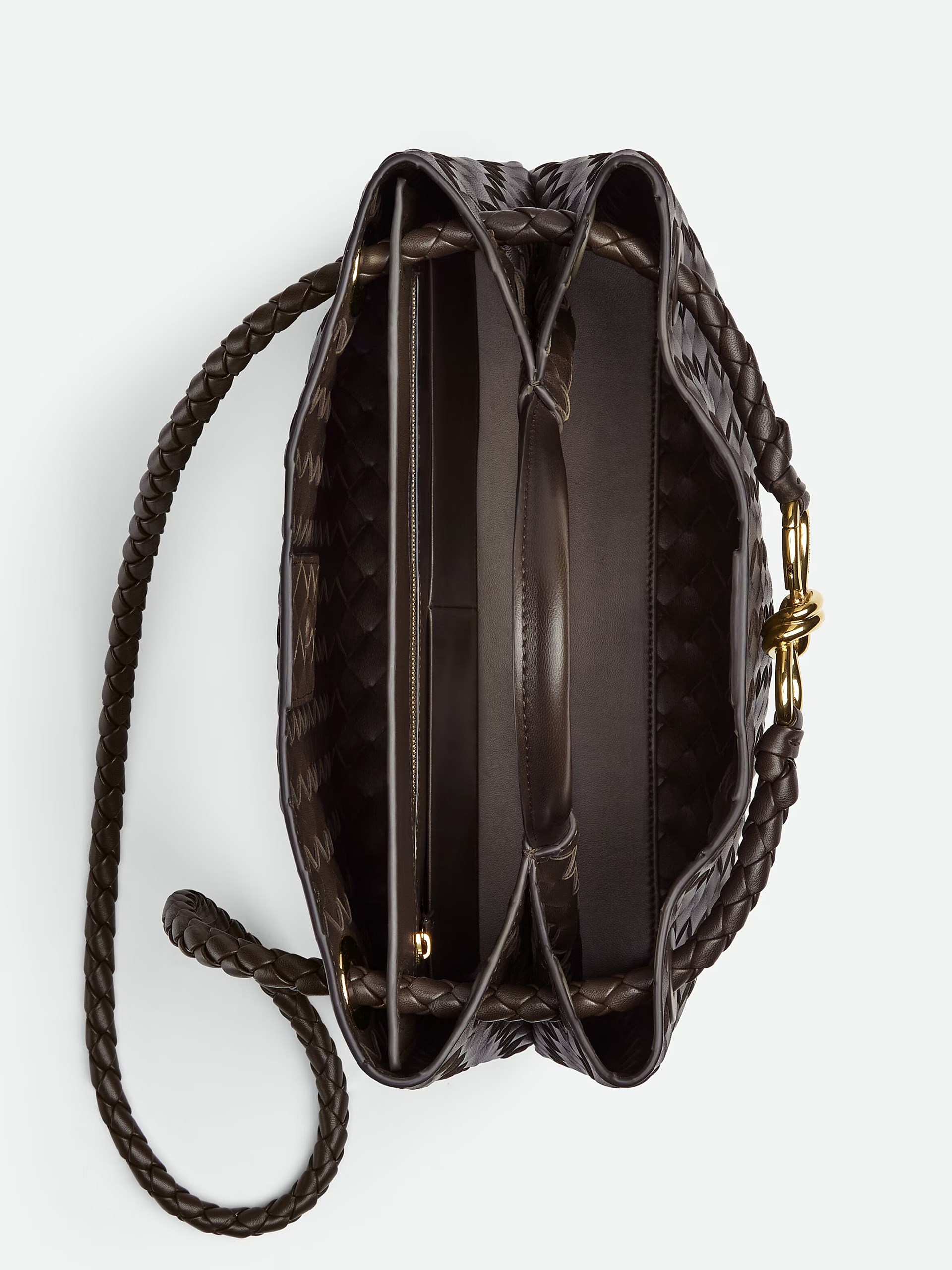 Dark brown Bottega Veneta Medium Andiamo bag in soft Intrecciato leather