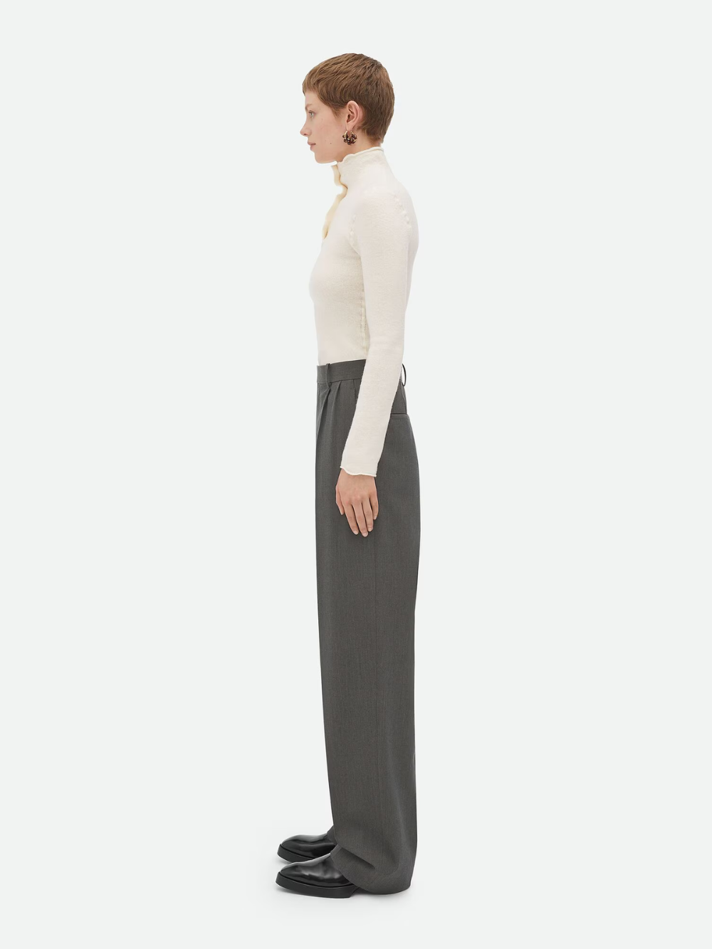 Bottega Veneta gray straight leg trousers