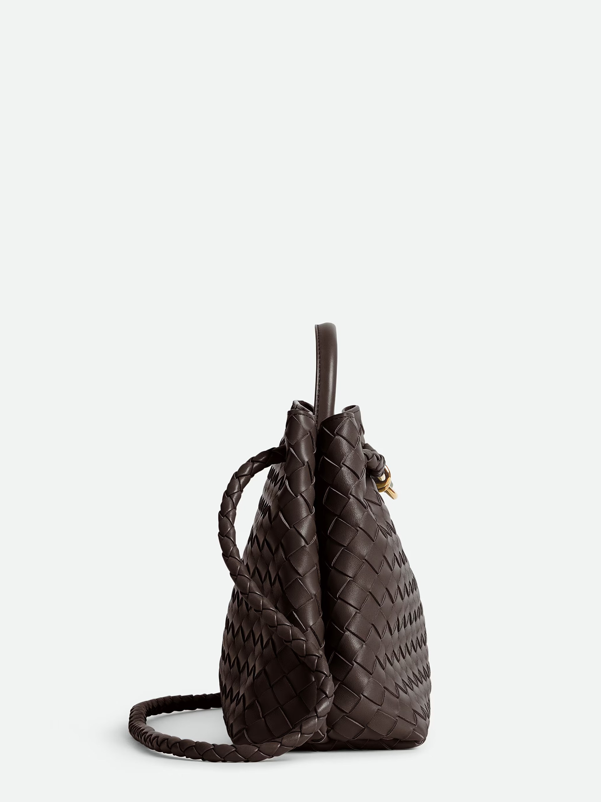 Dark brown Bottega Veneta Medium Andiamo bag in soft Intrecciato leather