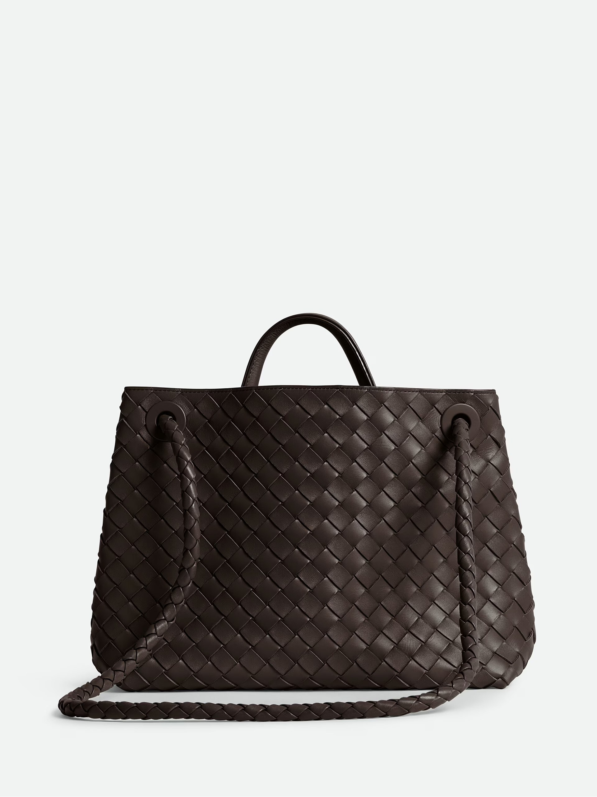 Dark brown Bottega Veneta Medium Andiamo bag in soft Intrecciato leather