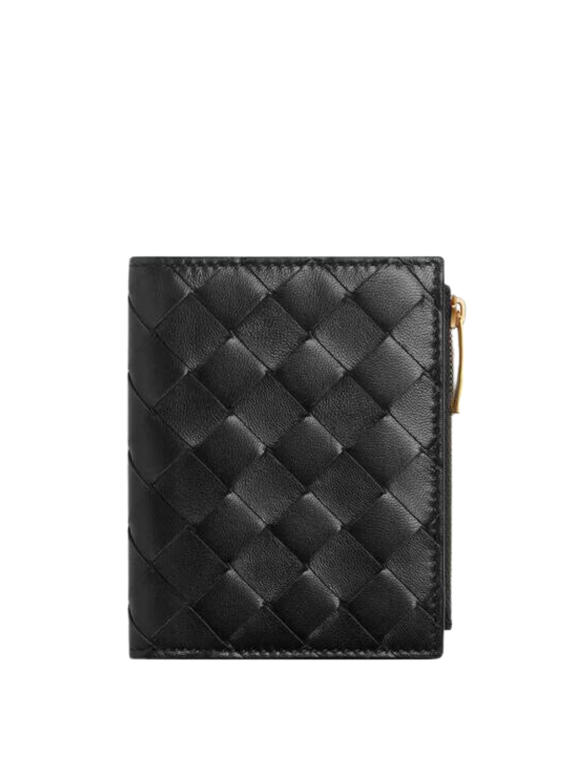 Bottega Veneta Intrecciato Bi-fold Black leather wallet with zipper closure