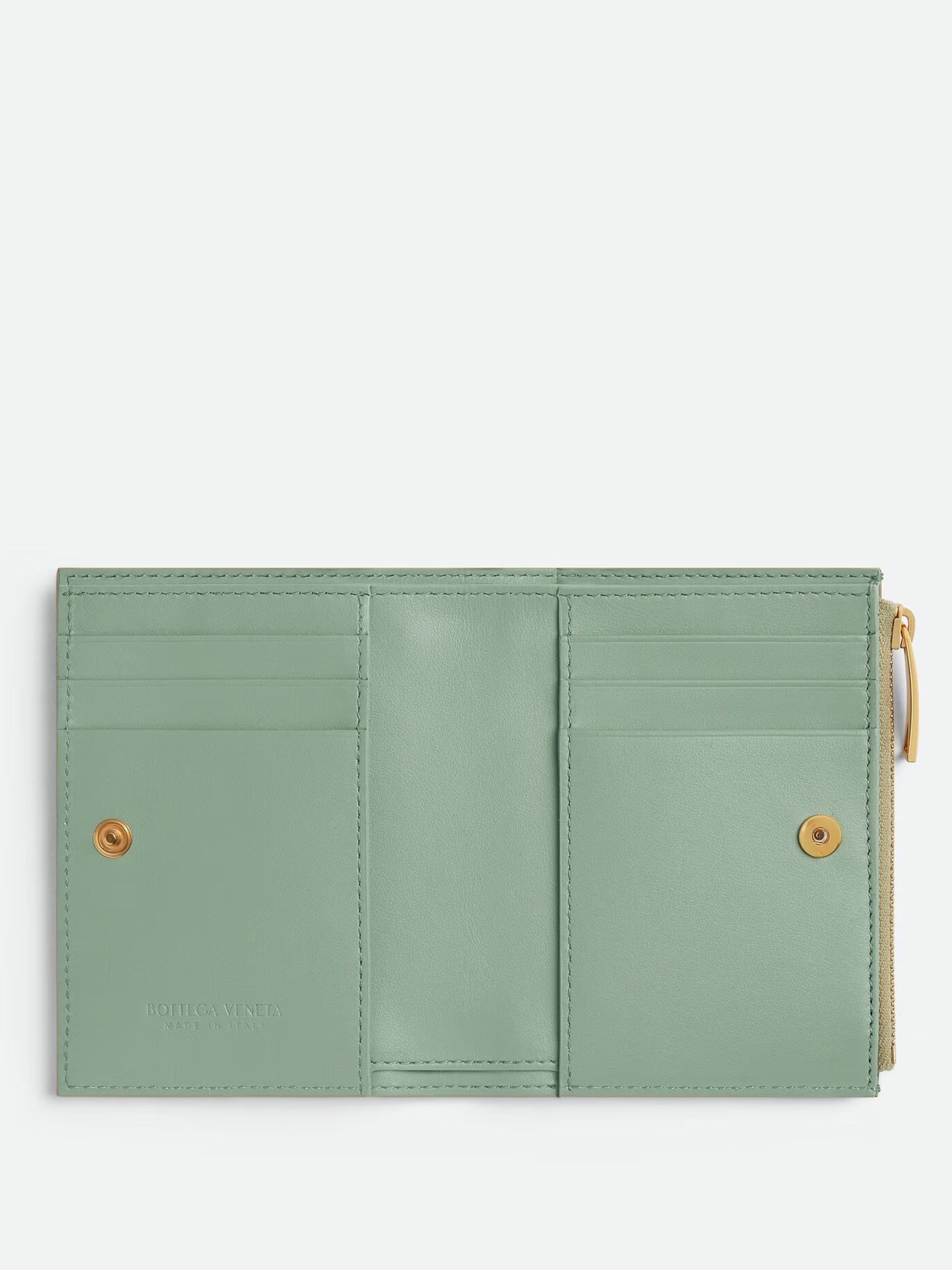 Bottega Veneta wallet in soft Intrecciato leather in light green