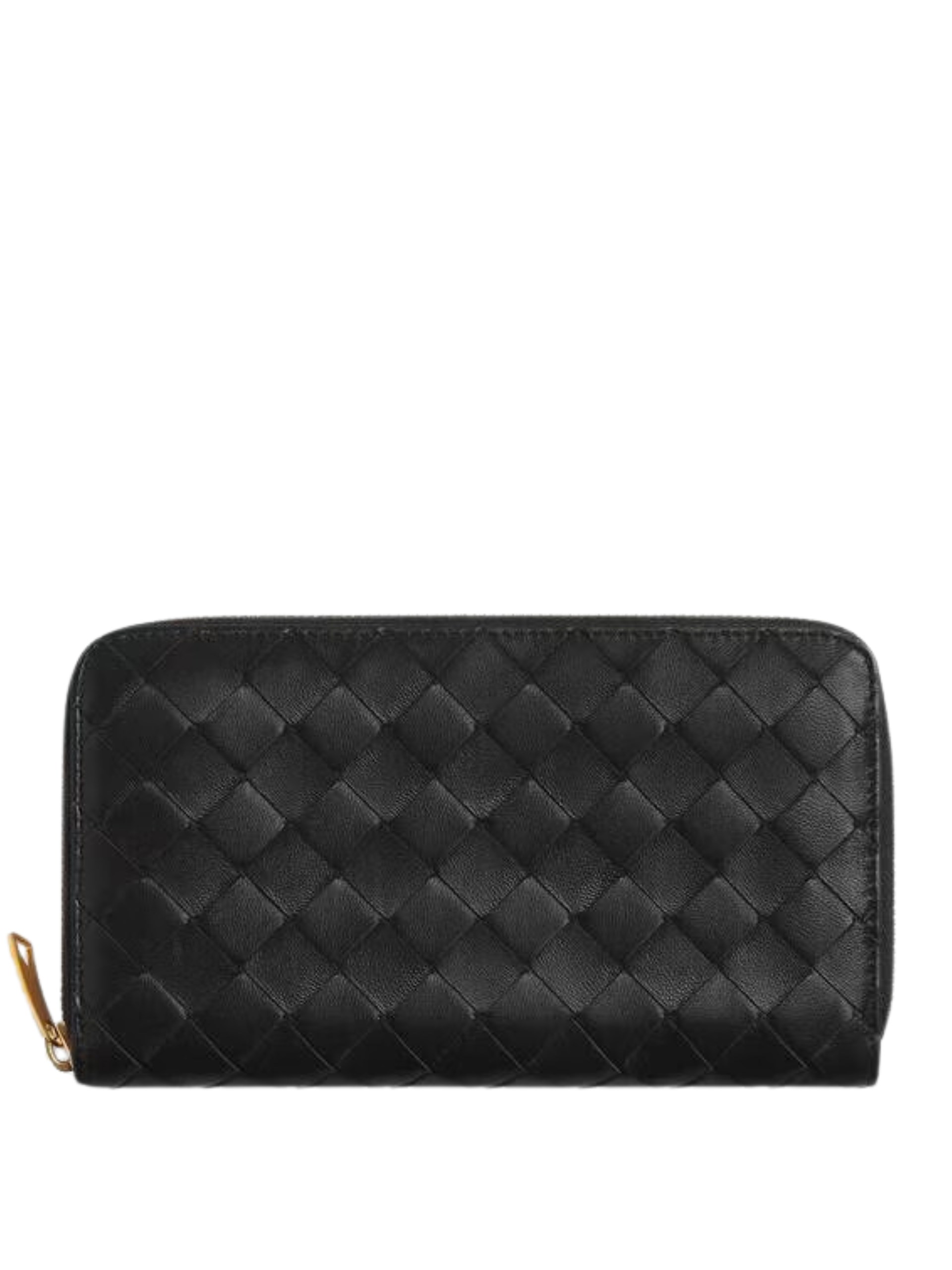 Bottega Veneta Intrecciato black leather wallet with zipper closure