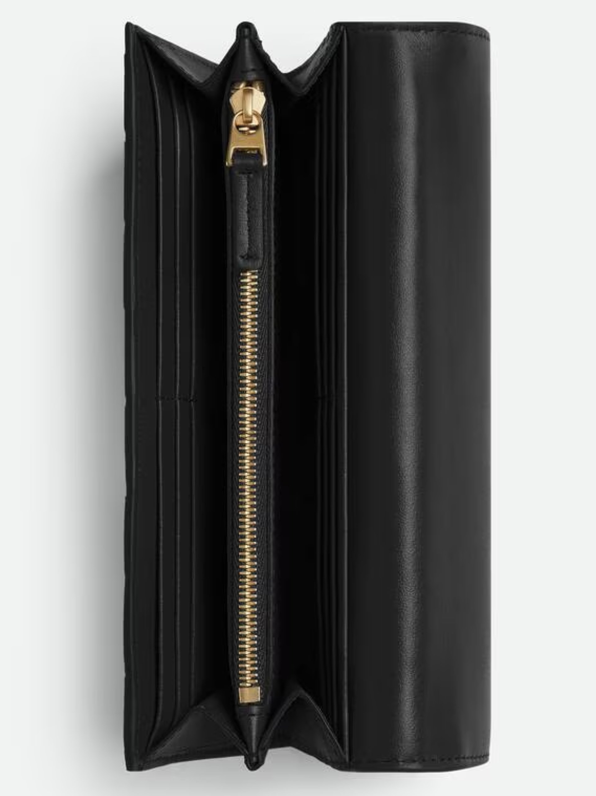 Bottega Veneta Intrecciato 15 black leather wallet with flap