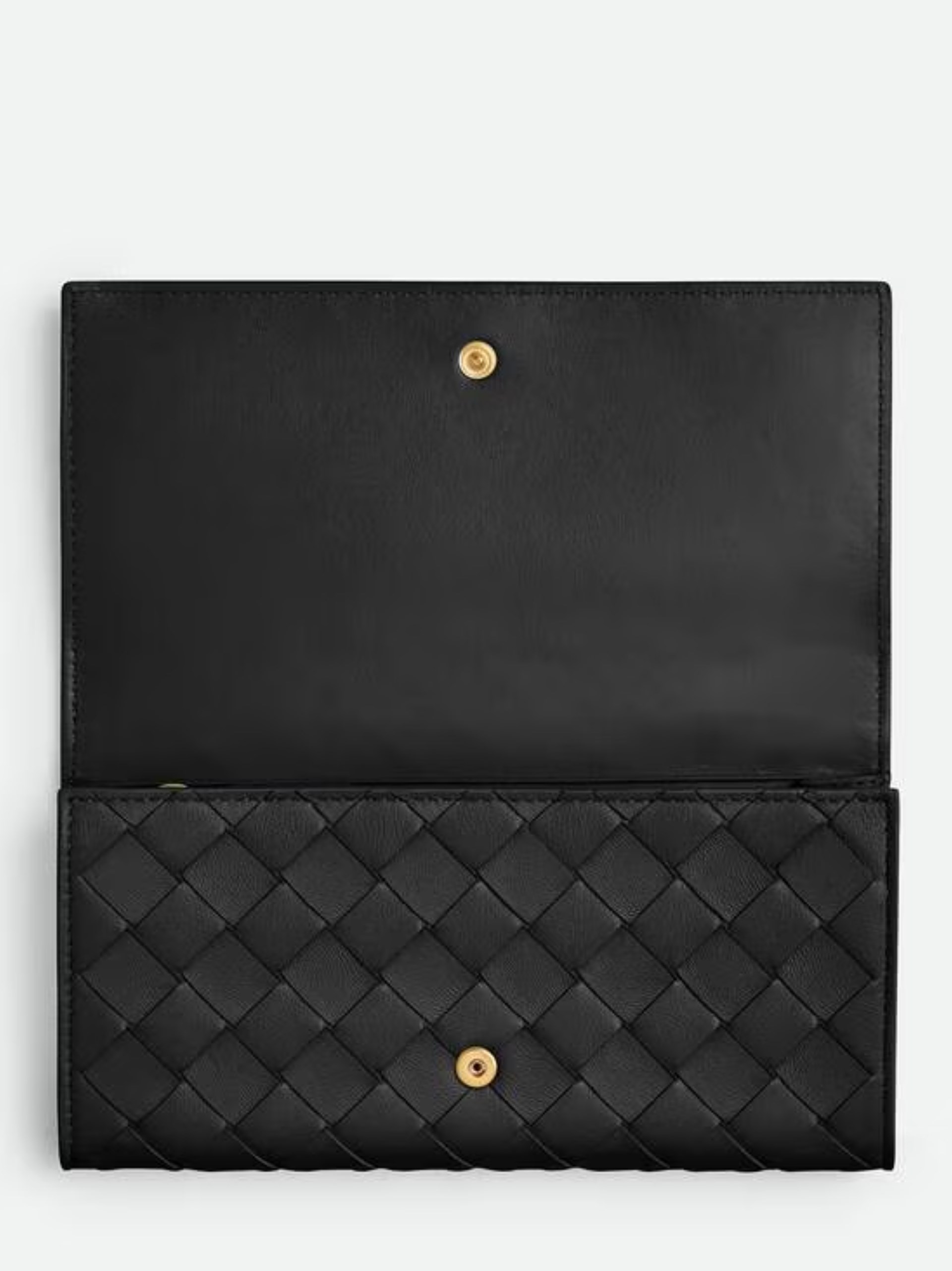 Bottega Veneta Intrecciato 15 black leather wallet with flap