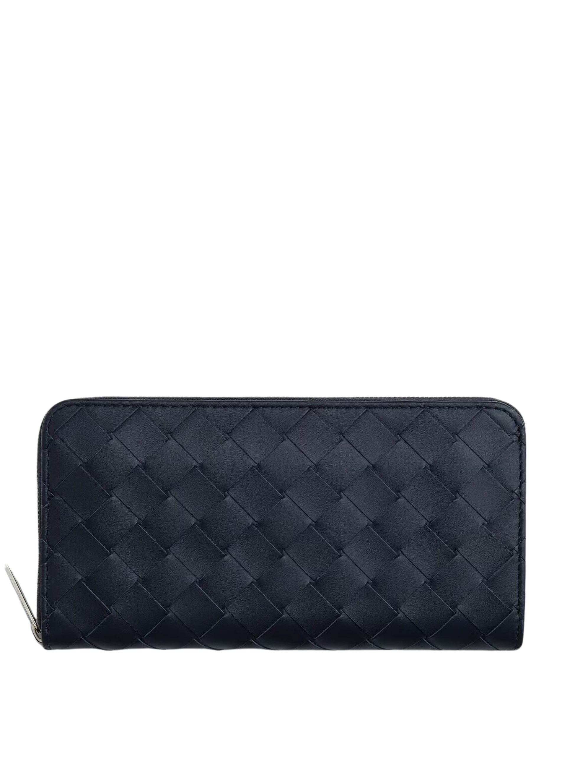 Bottega Veneta Navy wallet in soft Intrecciato leather with zipper