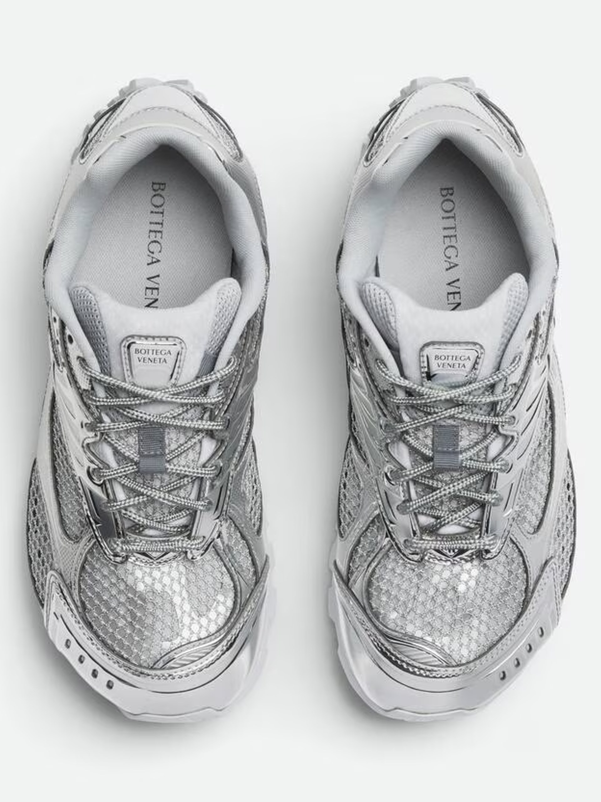 Bottega Veneta Orbit silver technical fabric and mesh sneakers