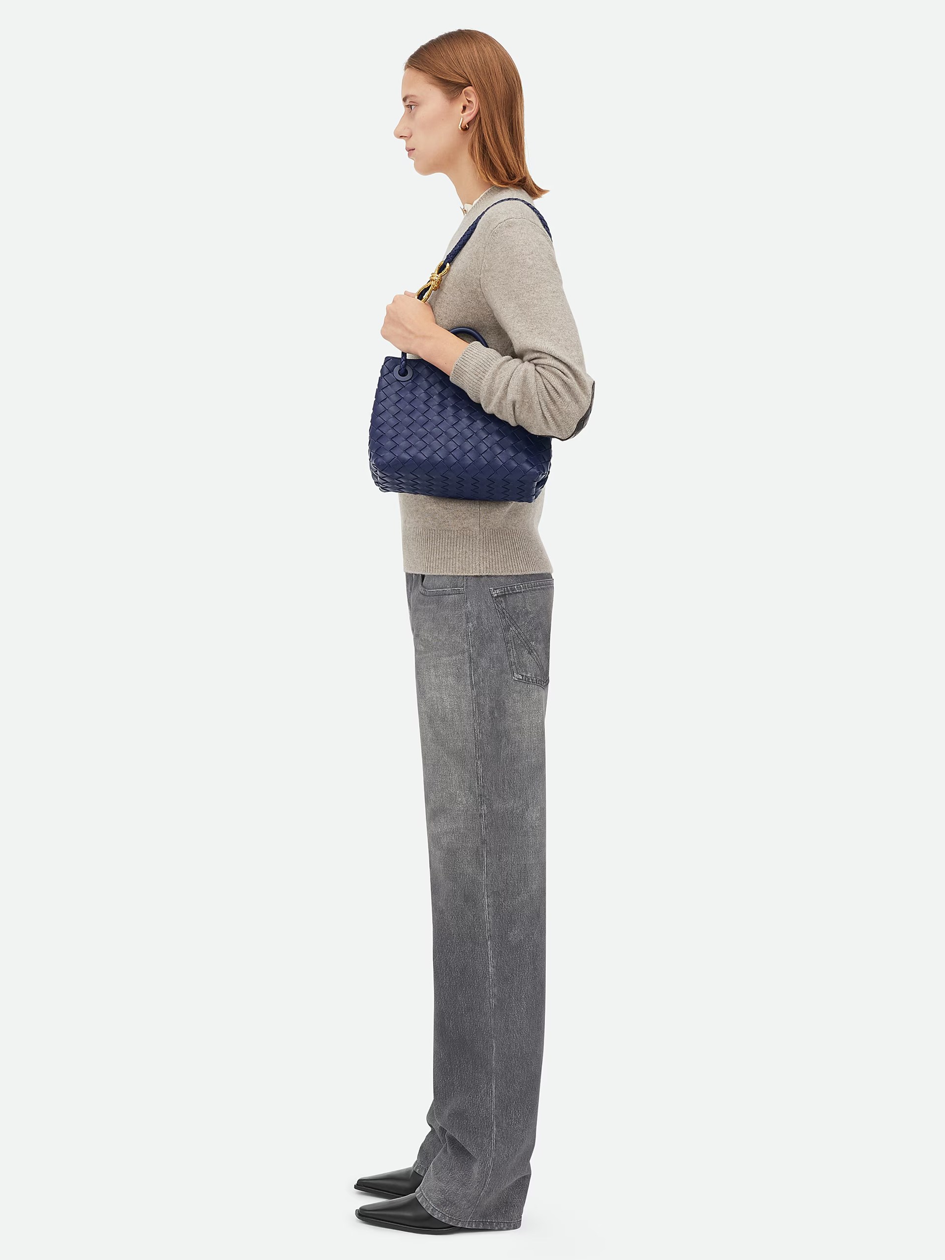 Blue Bottega Veneta Small Andiamo bag in soft Intrecciato leather