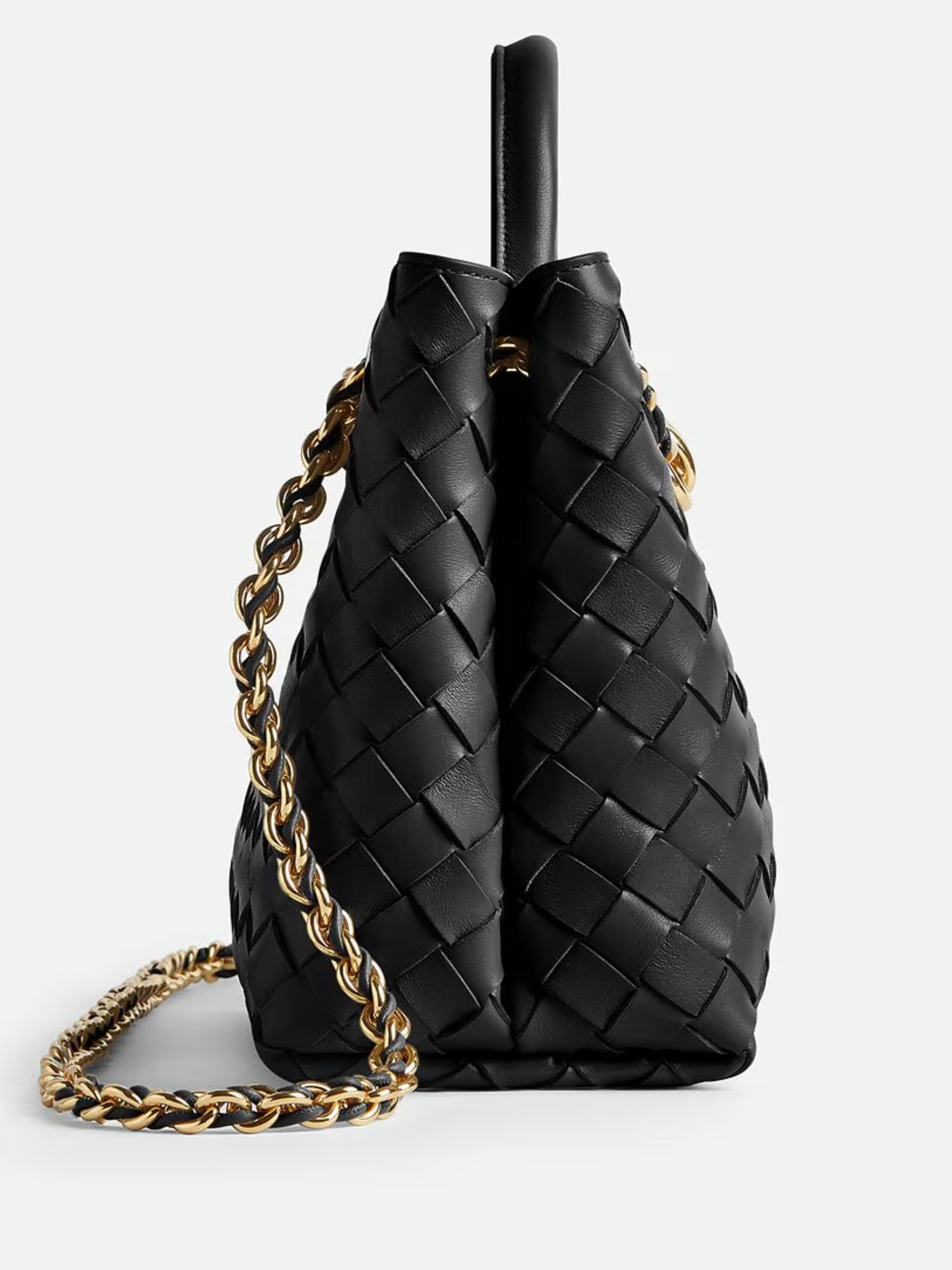 Чорна сумка Bottega Veneta Small Andiamo Chain з м’якої шкіри Intrecciato