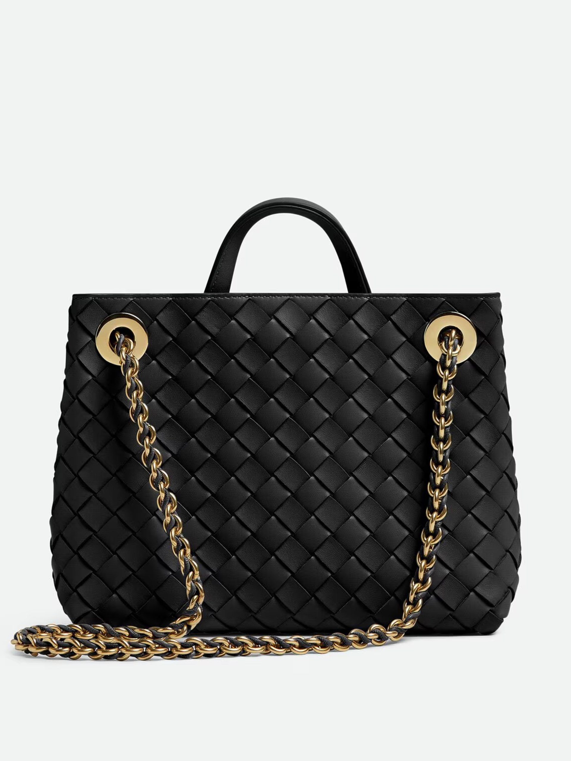 Чорна сумка Bottega Veneta Small Andiamo Chain з м’якої шкіри Intrecciato