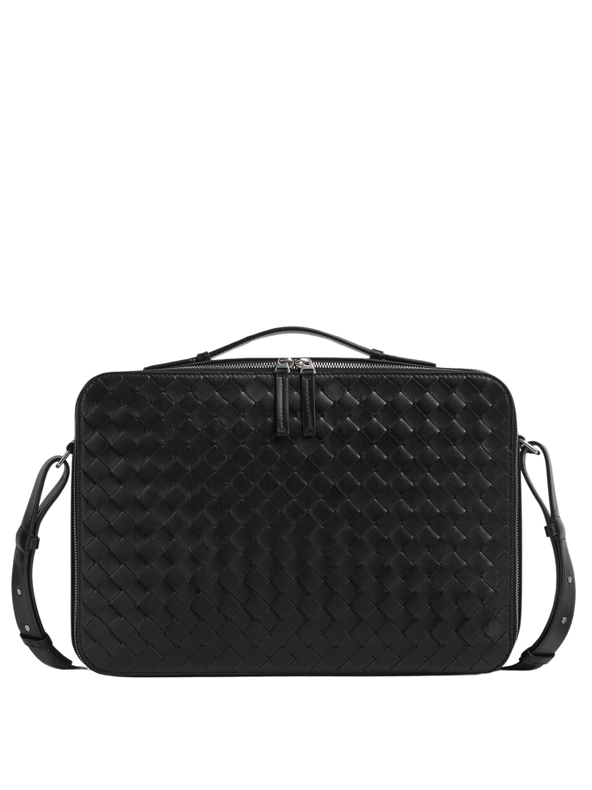 Bottega Veneta black briefcase in soft Intrecciato leather