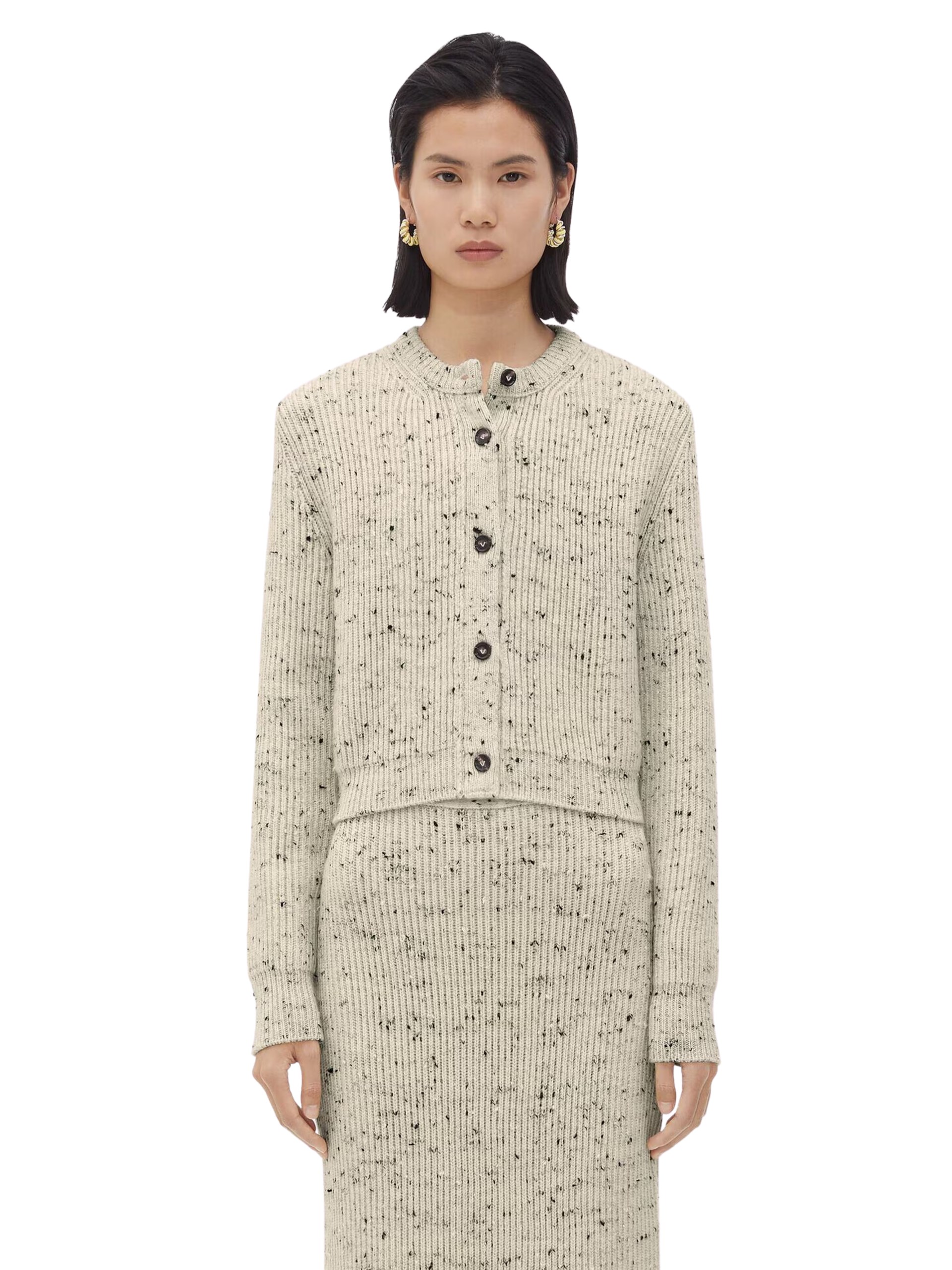 Bottega Veneta light beige textured wool cardigan