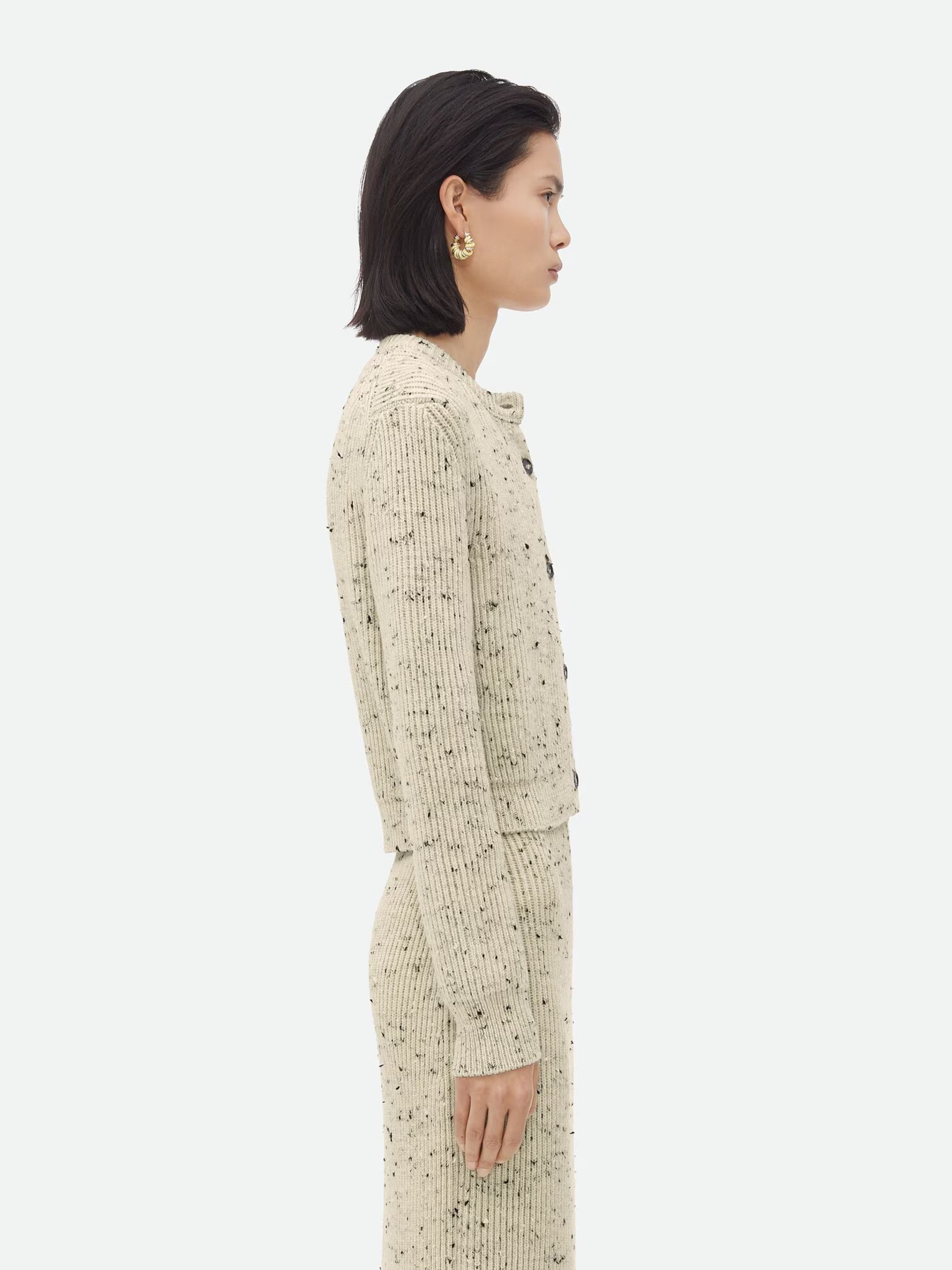 Bottega Veneta light beige textured wool cardigan
