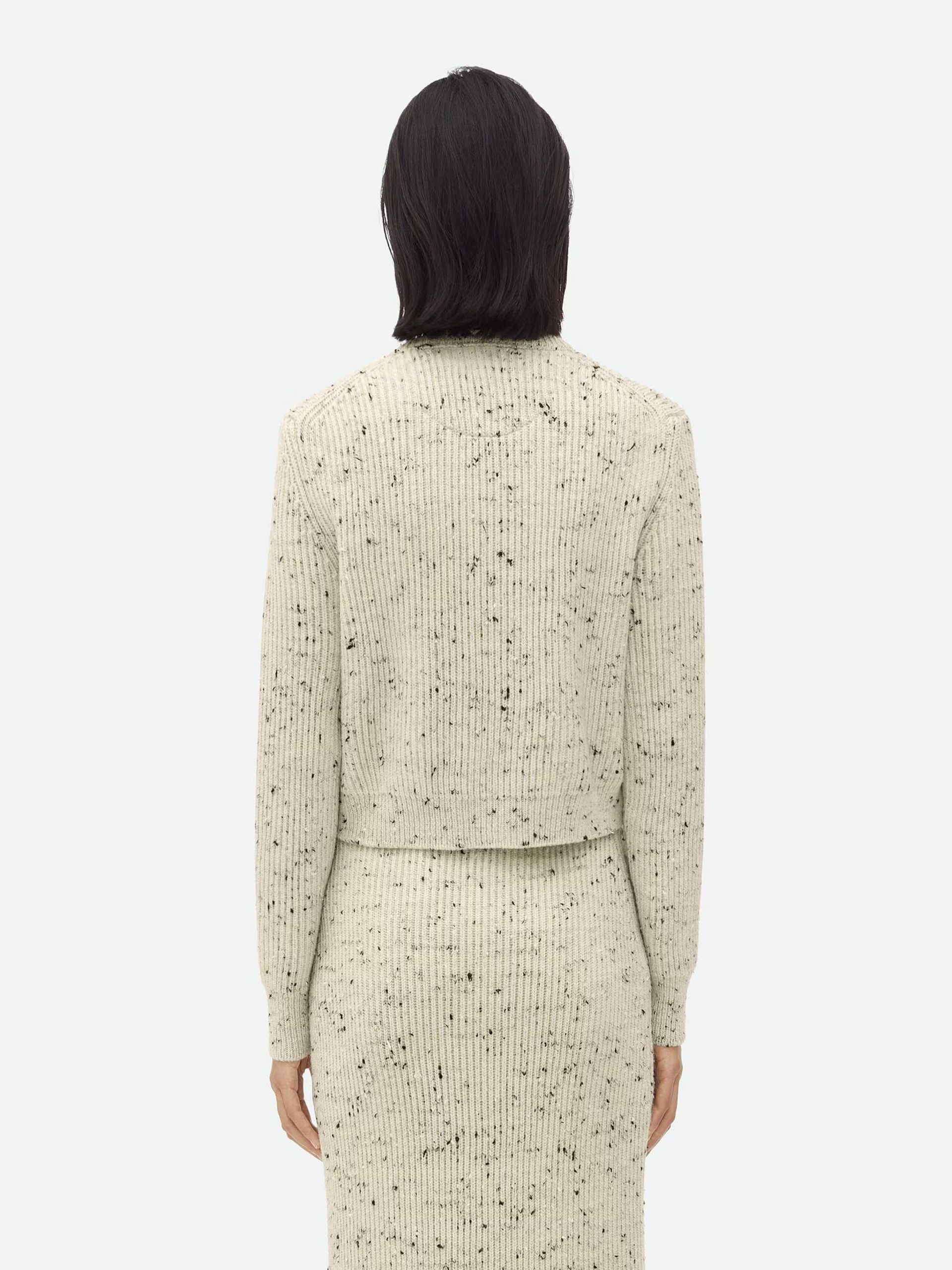Bottega Veneta light beige textured wool cardigan