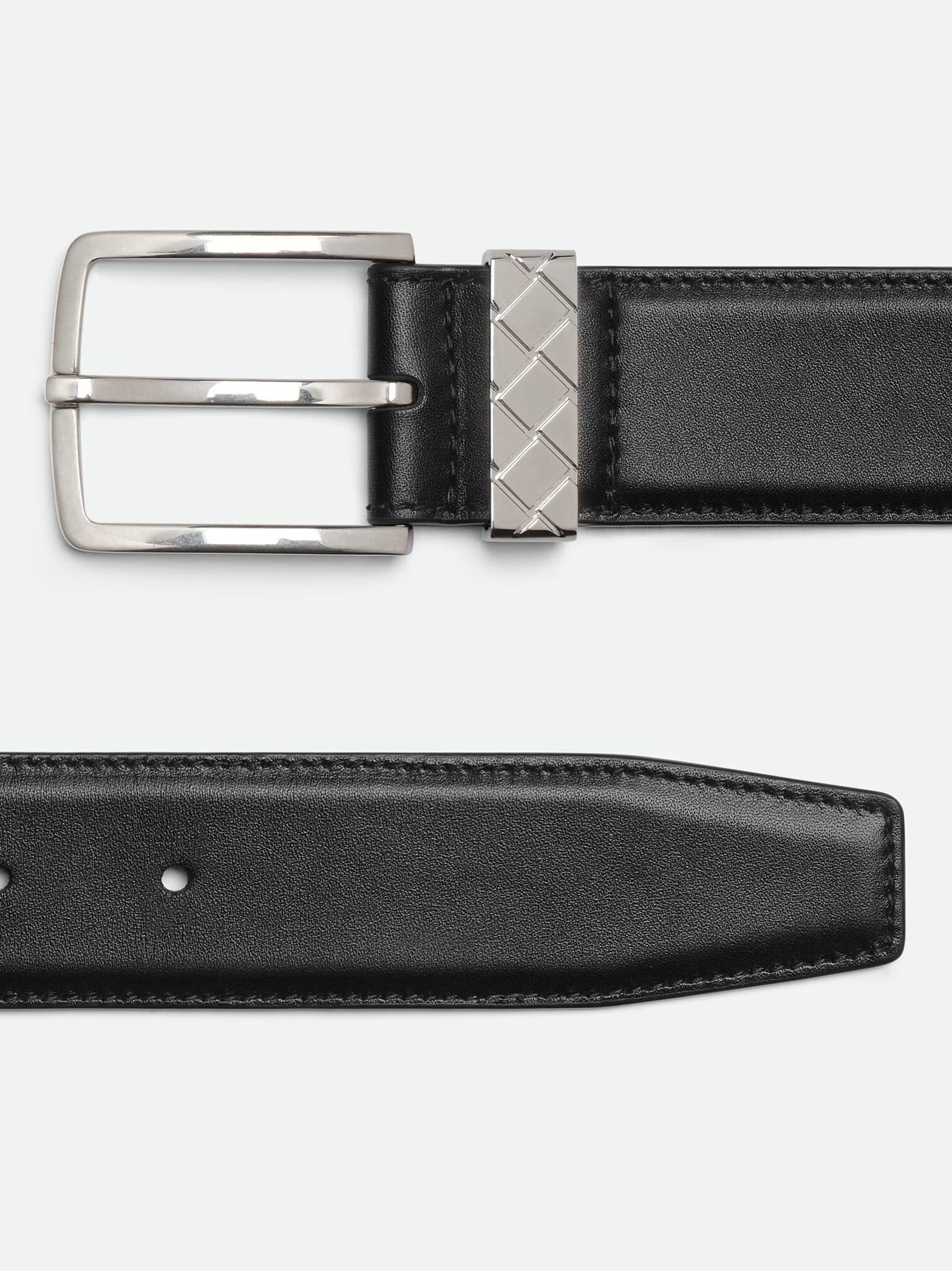 Bottega Veneta Intreccio black leather belt for men