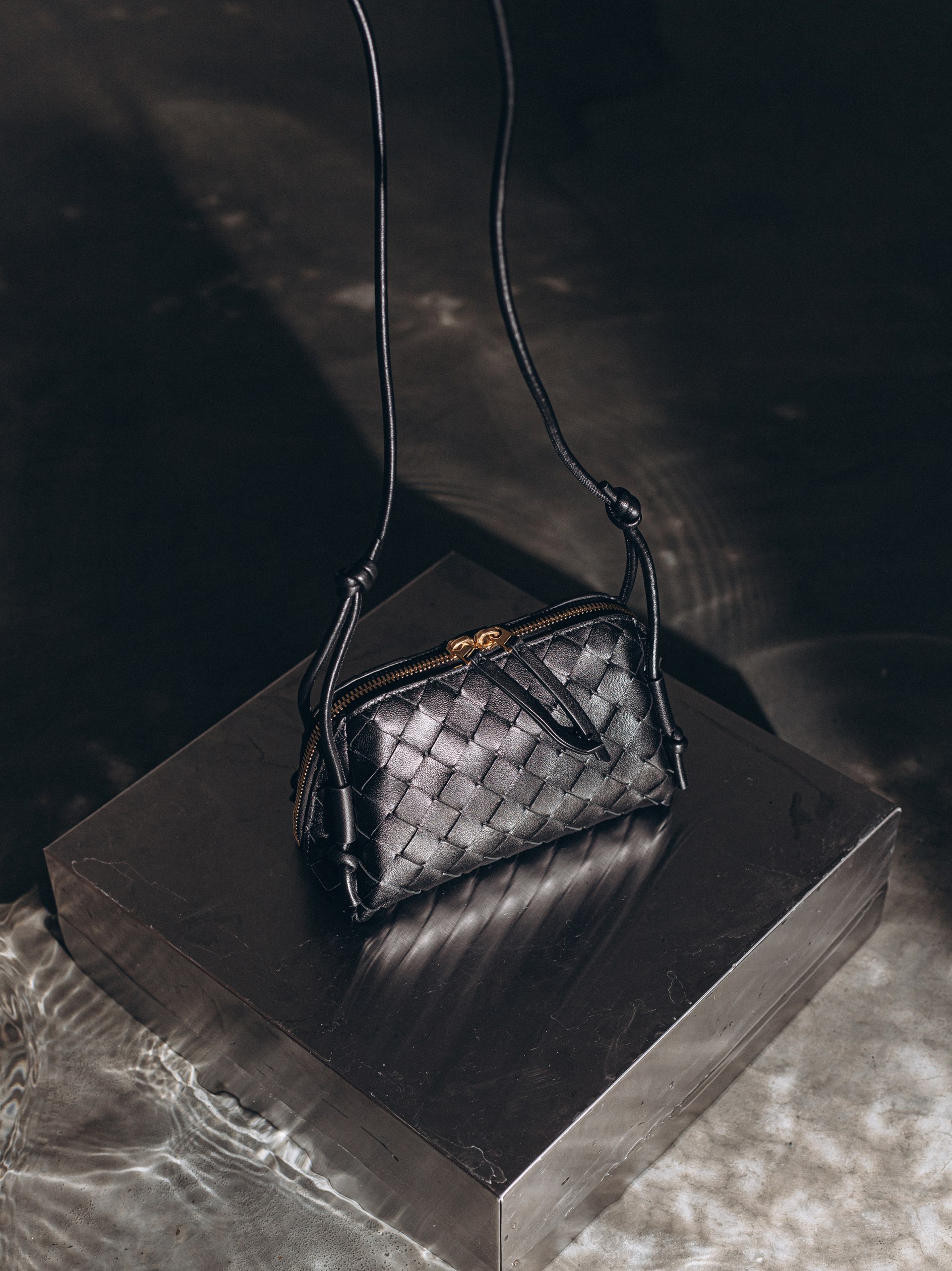 Bottega Veneta Intrecciato Concert Pouch in Black