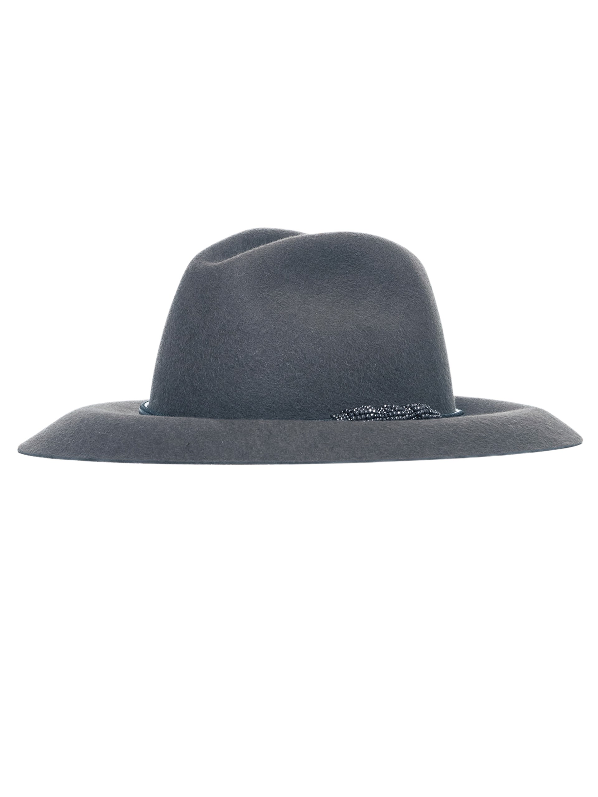 Brunello Cucinelli gray felt hat with Monili detail