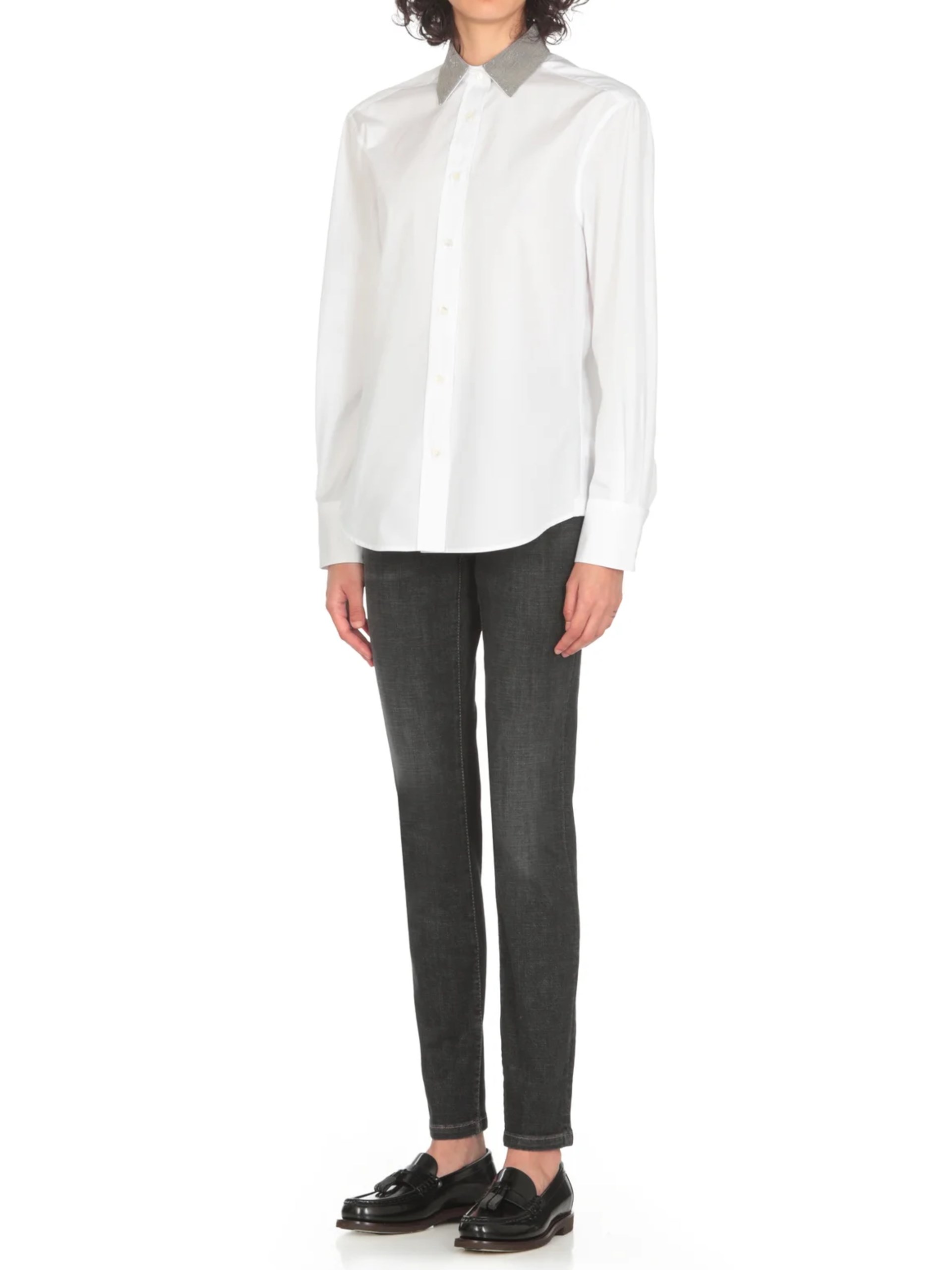 Brunello Cucinelli white shirt with Monili collar
