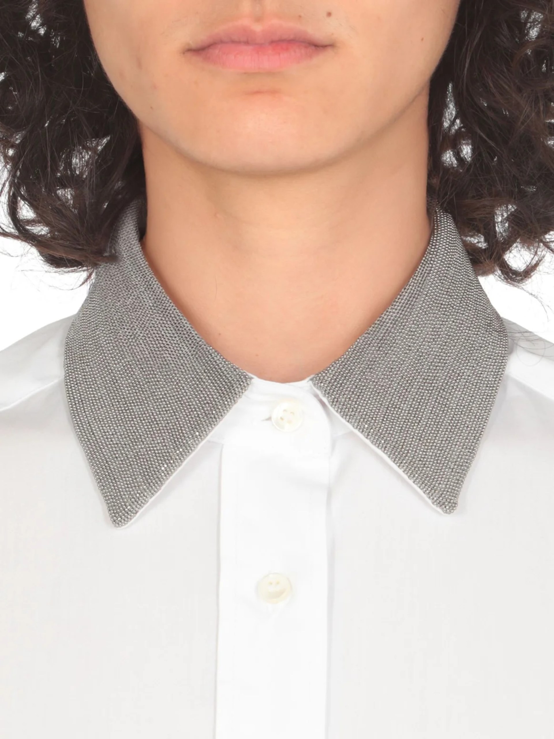 Brunello Cucinelli white shirt with Monili collar