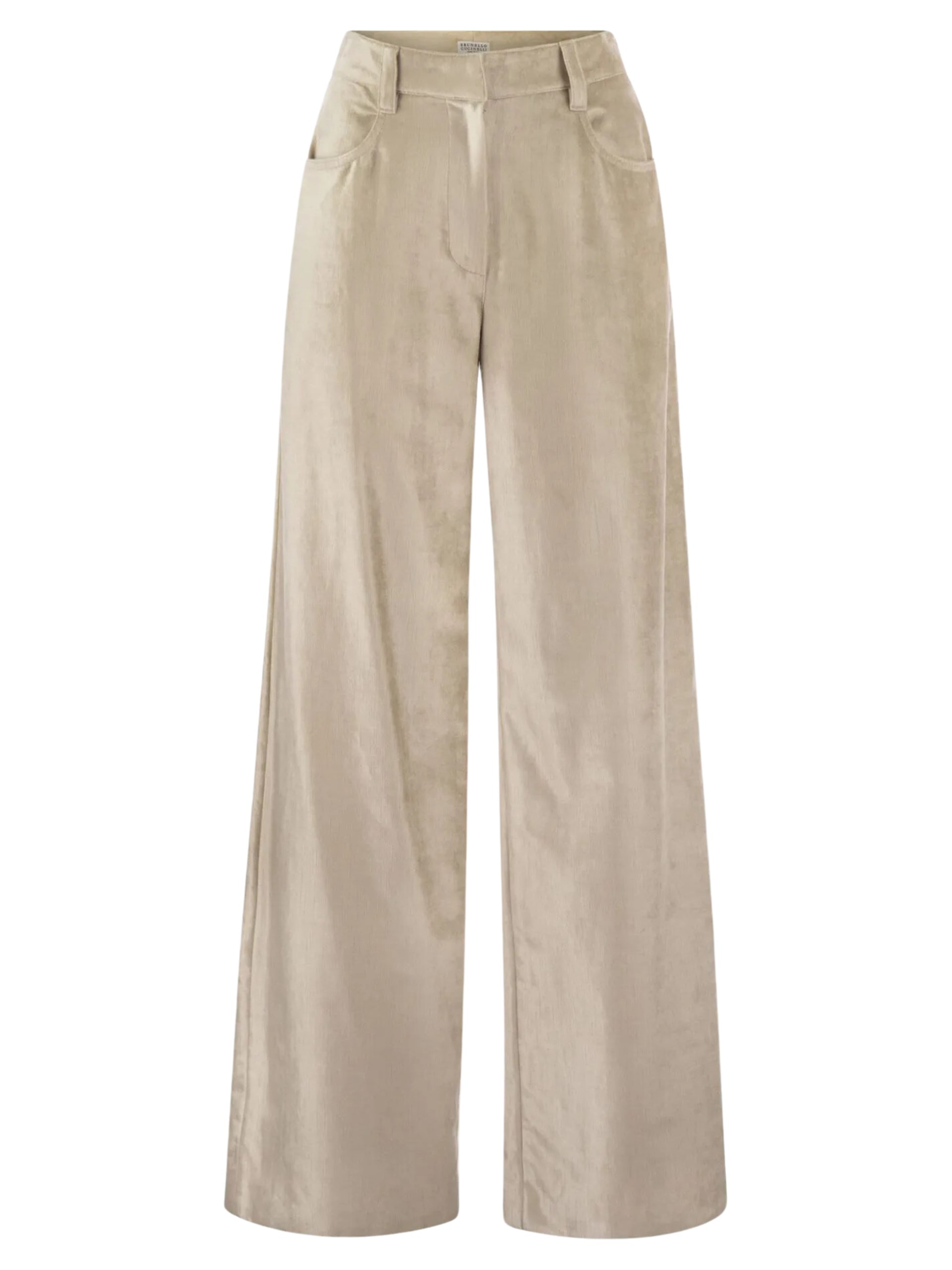 Brunello Cucinelli loose fit beige velvet trousers