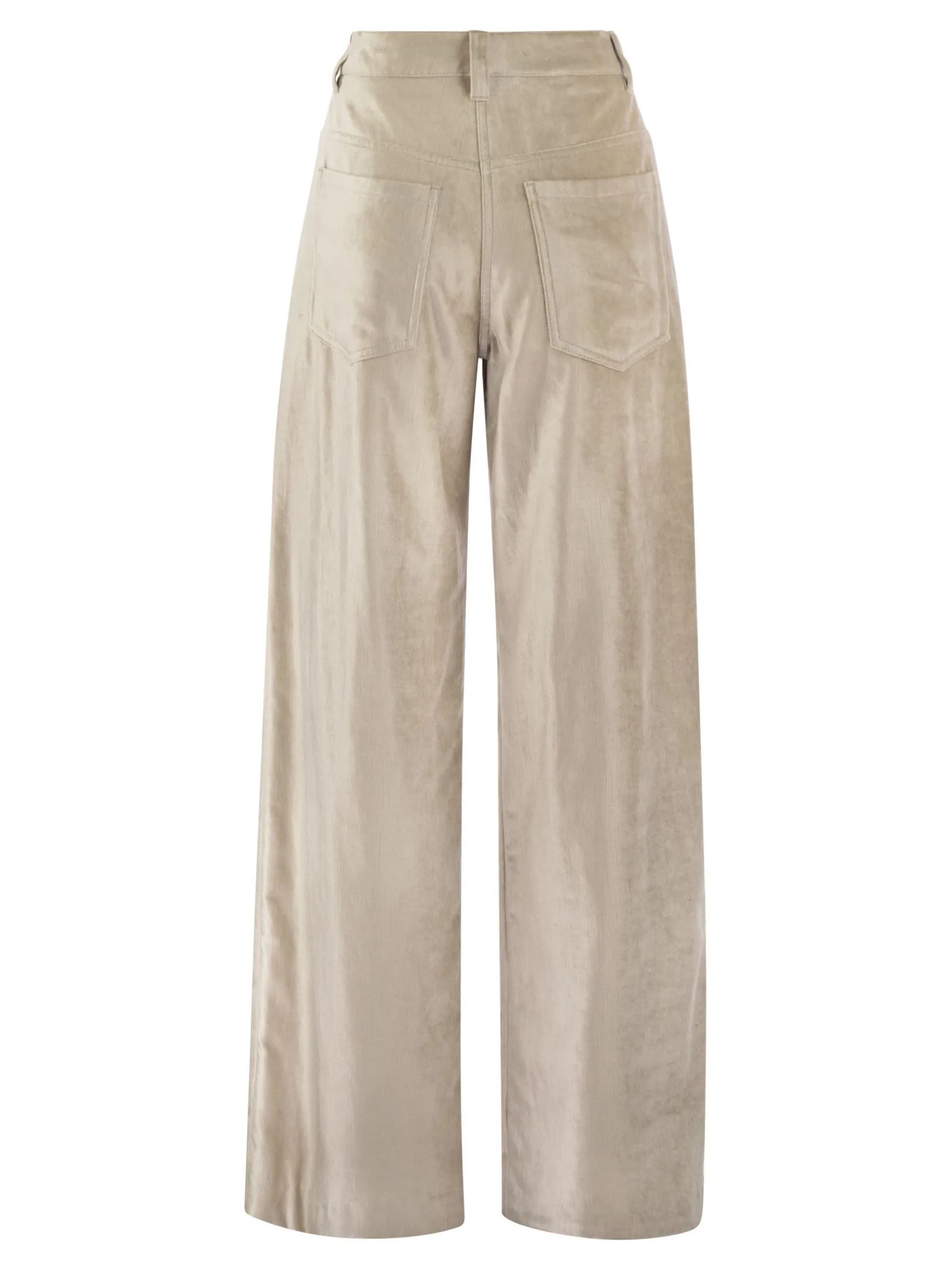 Brunello Cucinelli loose fit beige velvet trousers