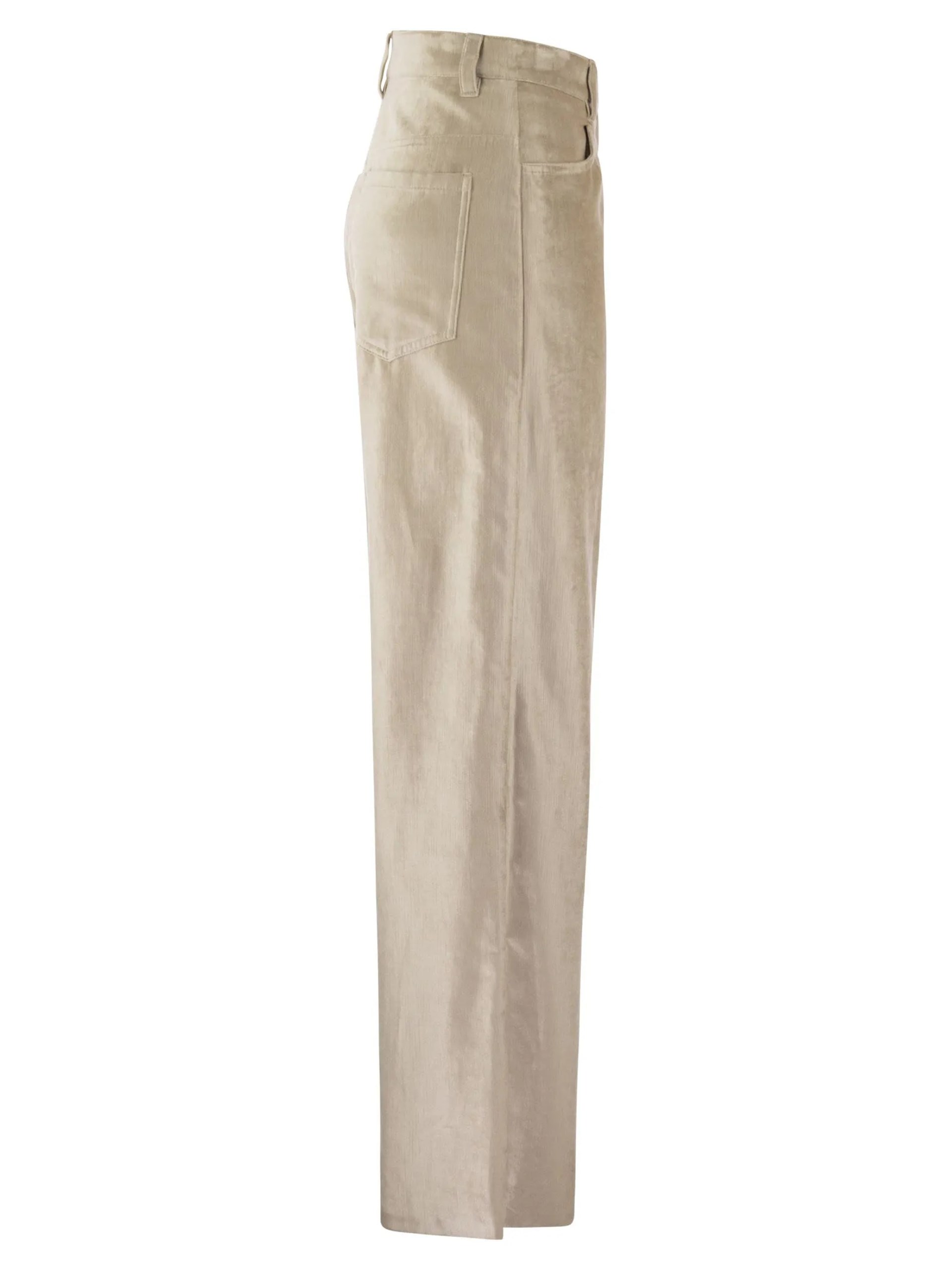 Brunello Cucinelli loose fit beige velvet trousers
