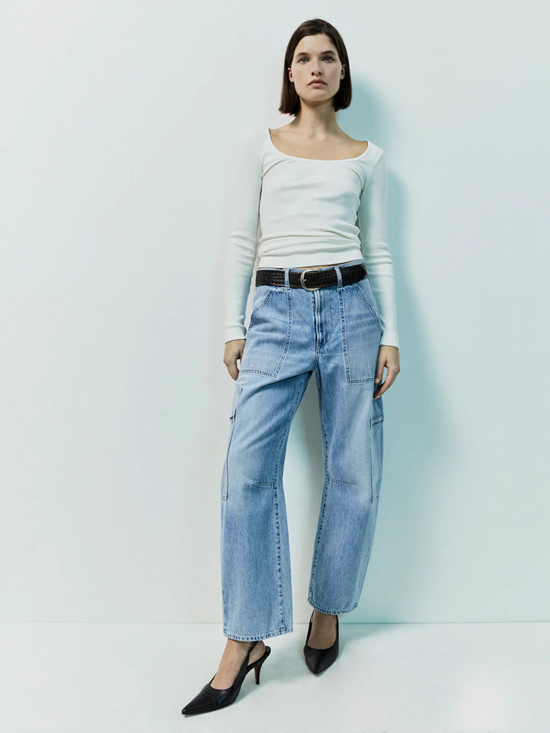 Citizens of Humanity Marcelle Low Slung Easy Cargo Jeans in light blue