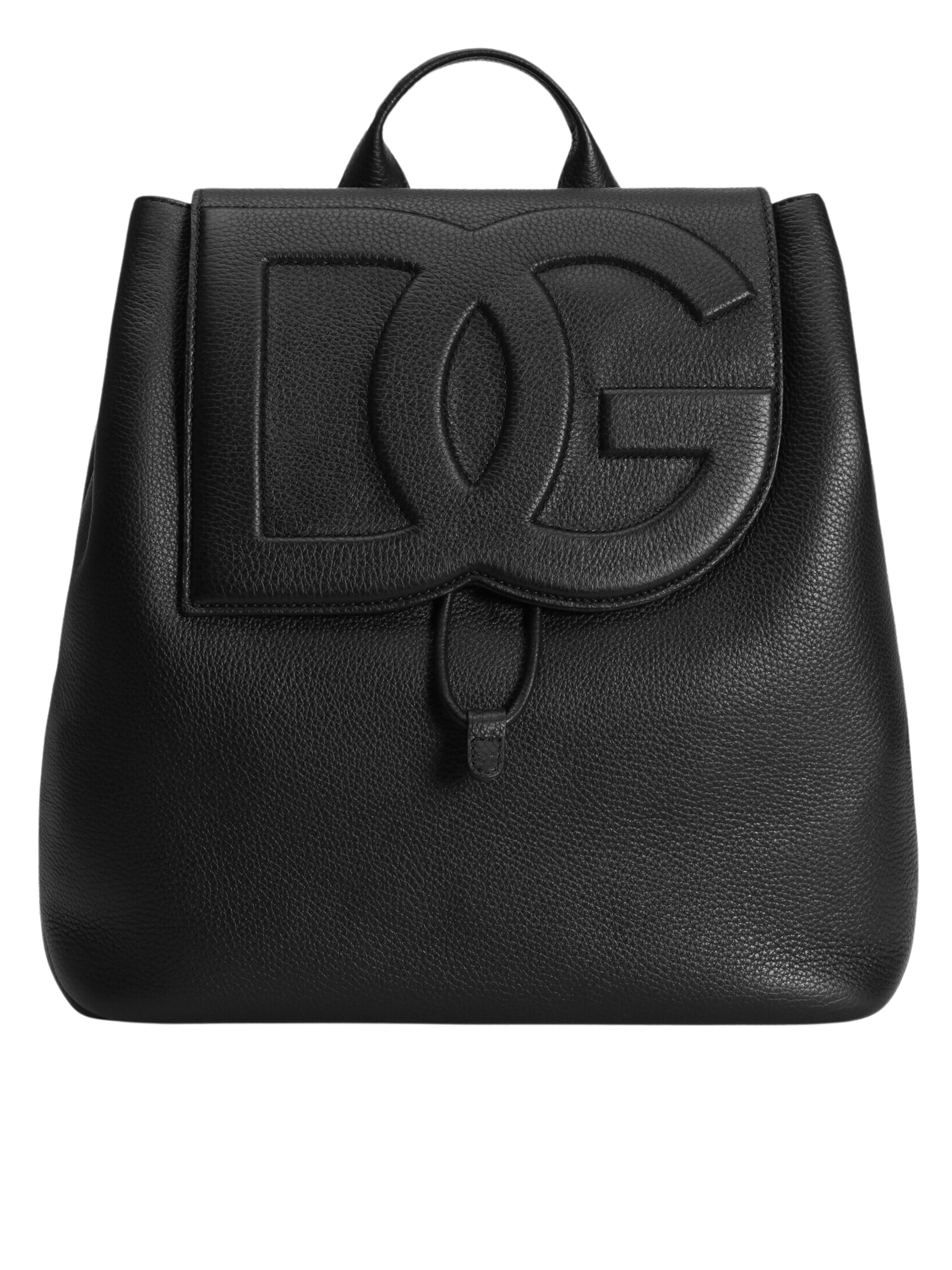 Dolce&Gabbana men's black leather backpack with DG logo