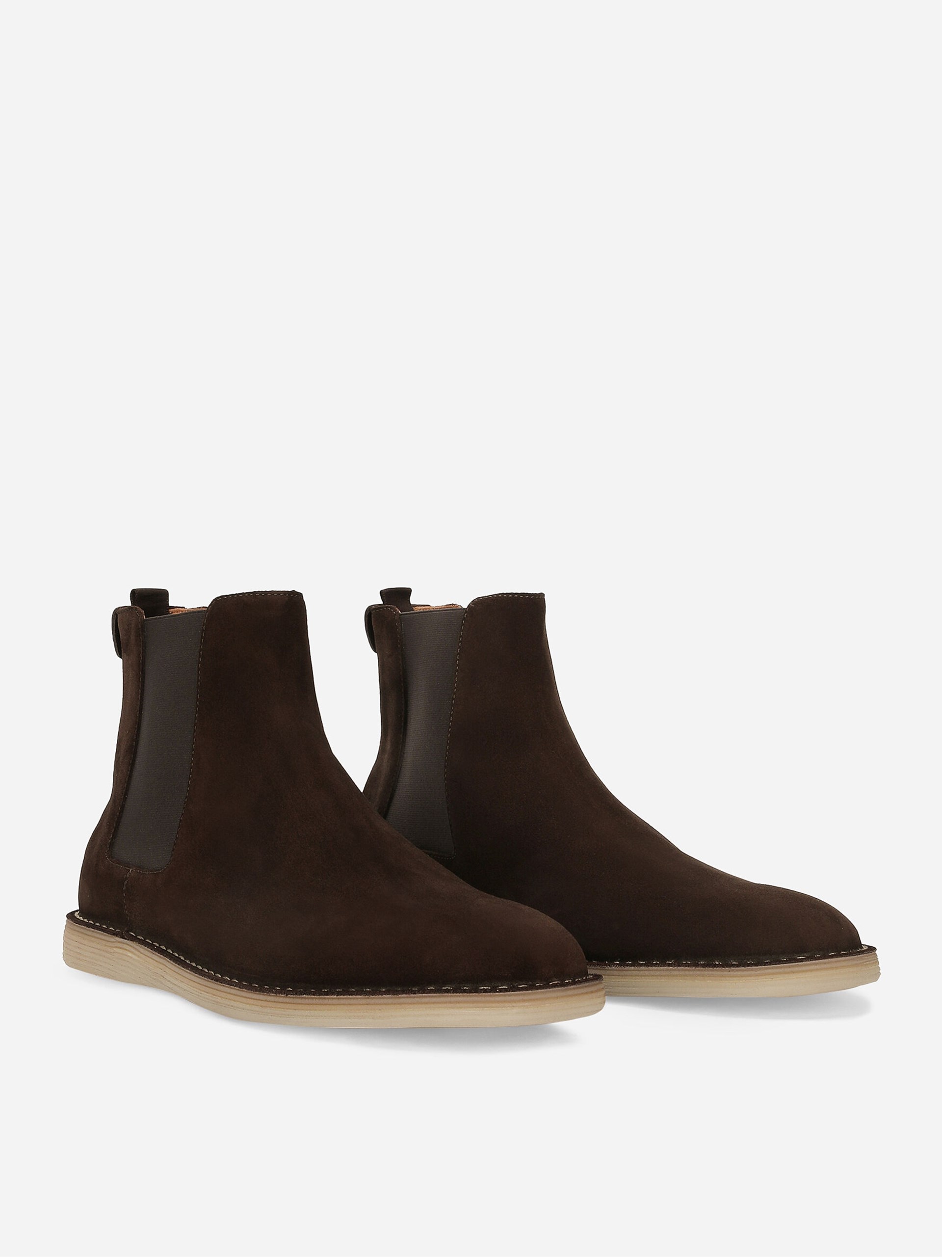 Dolce&Gabbana men's dark brown suede boots with DG logo