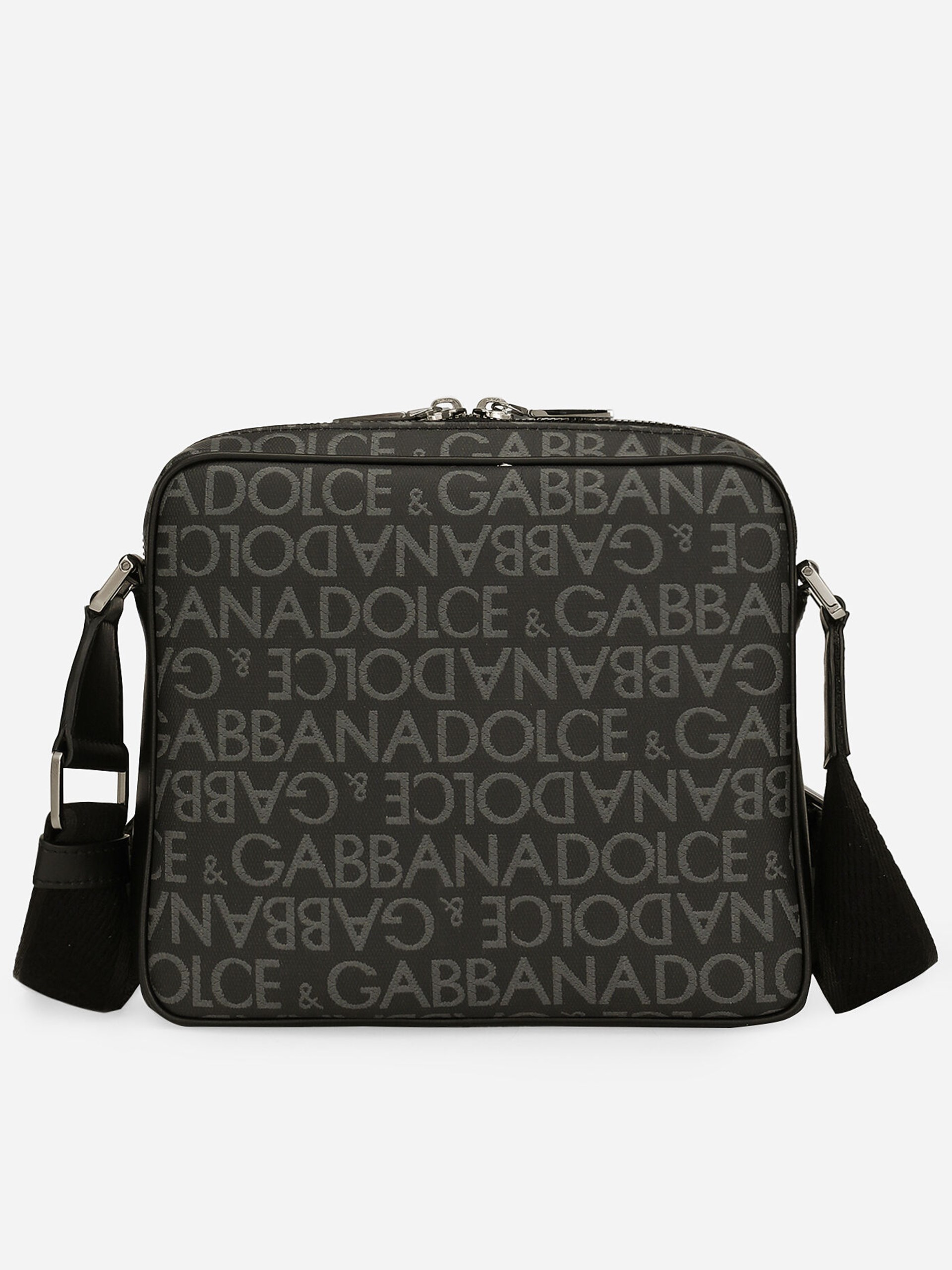 Dolce&Gabbana men's black jacquard shoulder bag