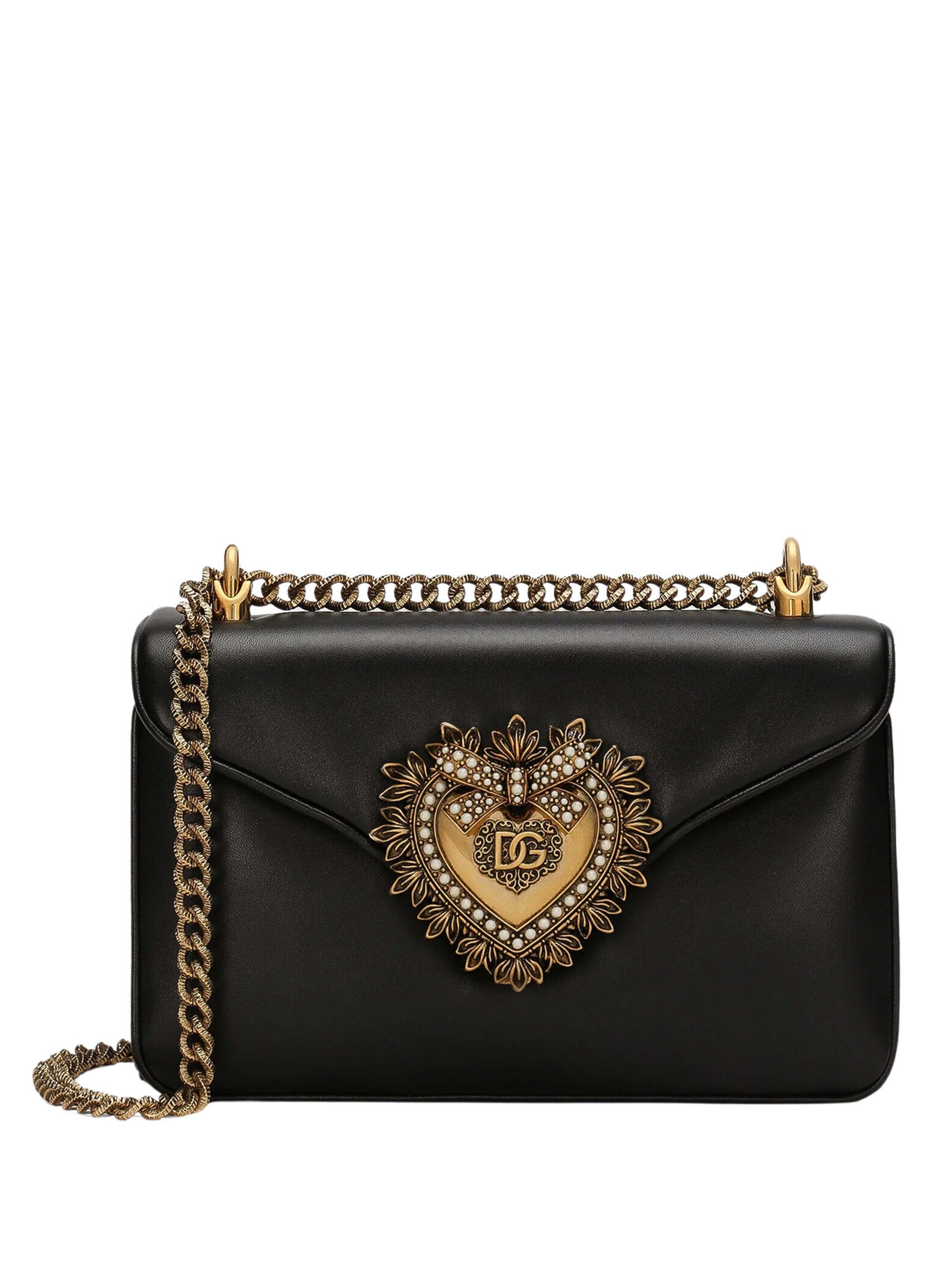 Dolce&Gabbana Devotion black leather bag with golden logo