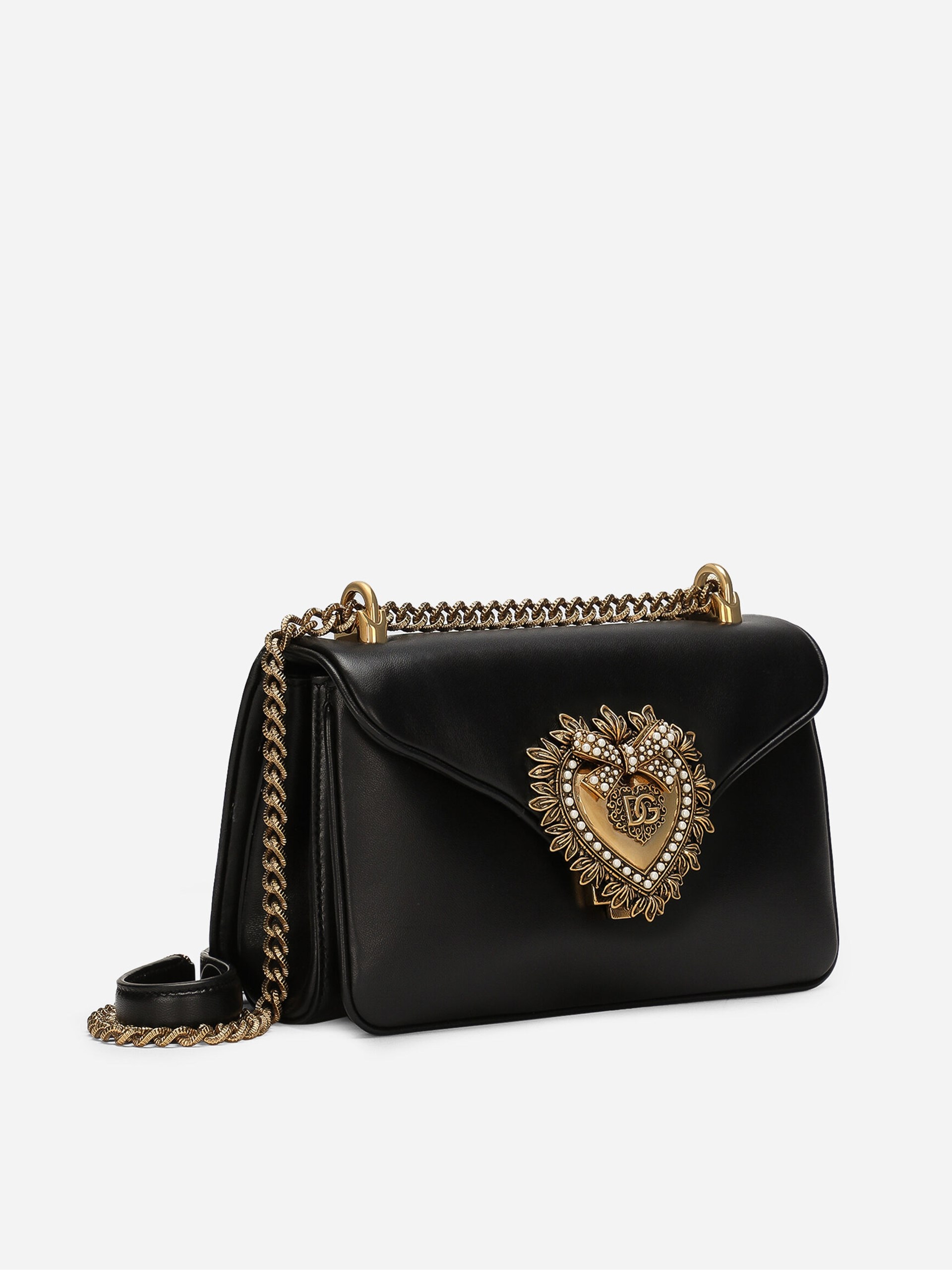 Dolce&Gabbana Devotion black leather bag with golden logo
