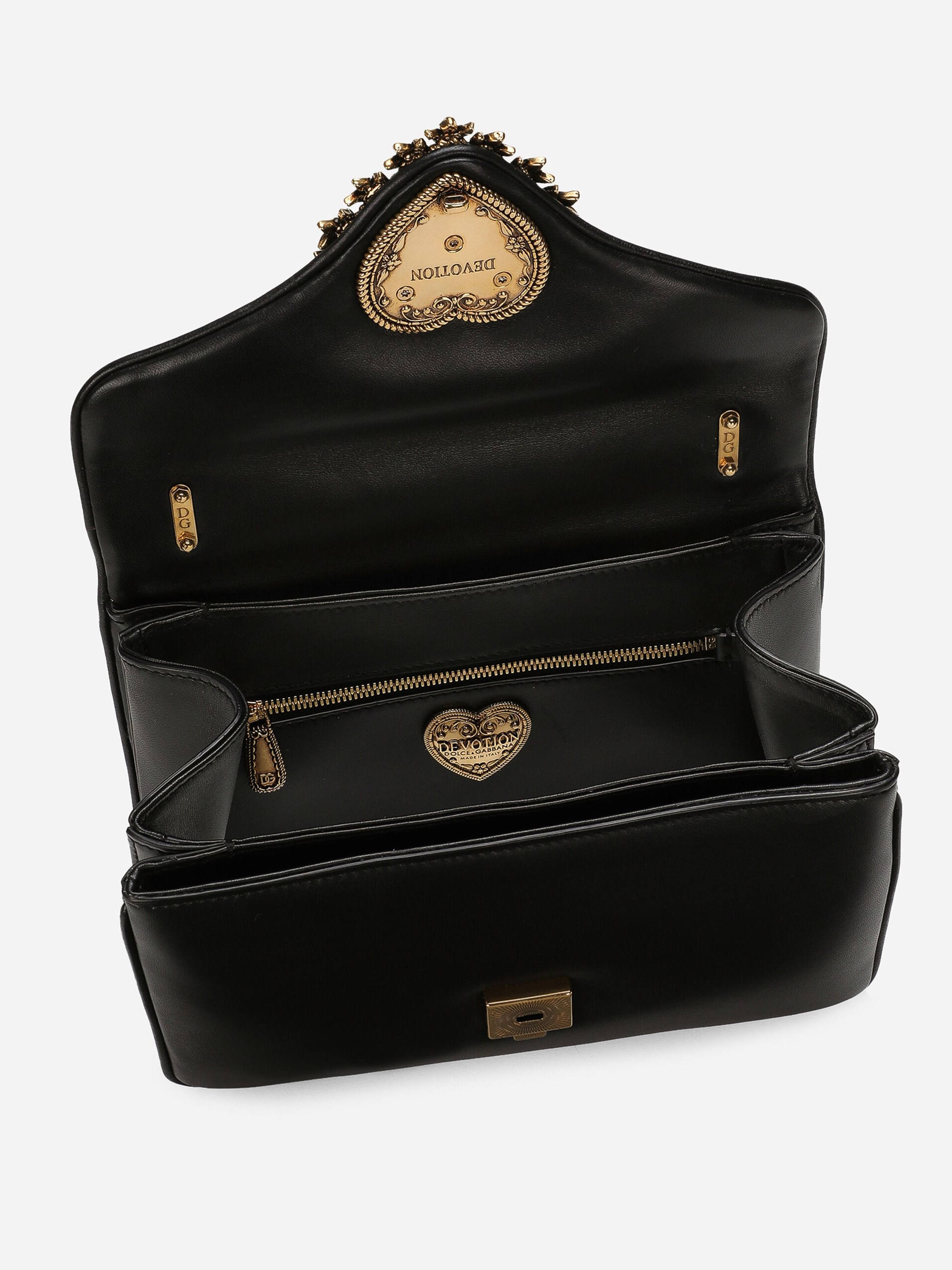 Dolce&Gabbana Devotion black leather bag with golden logo