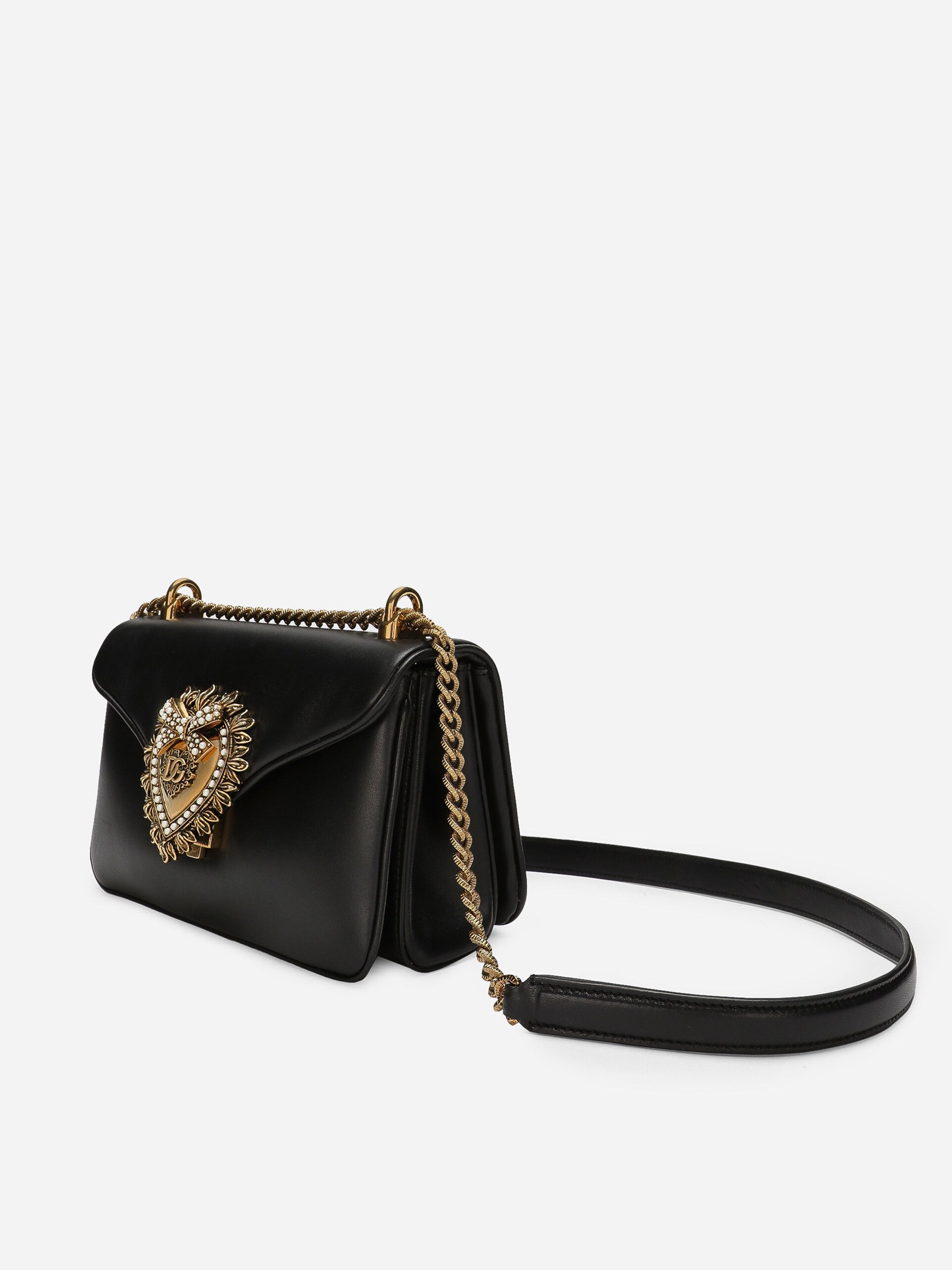 Dolce&Gabbana Devotion black leather bag with golden logo
