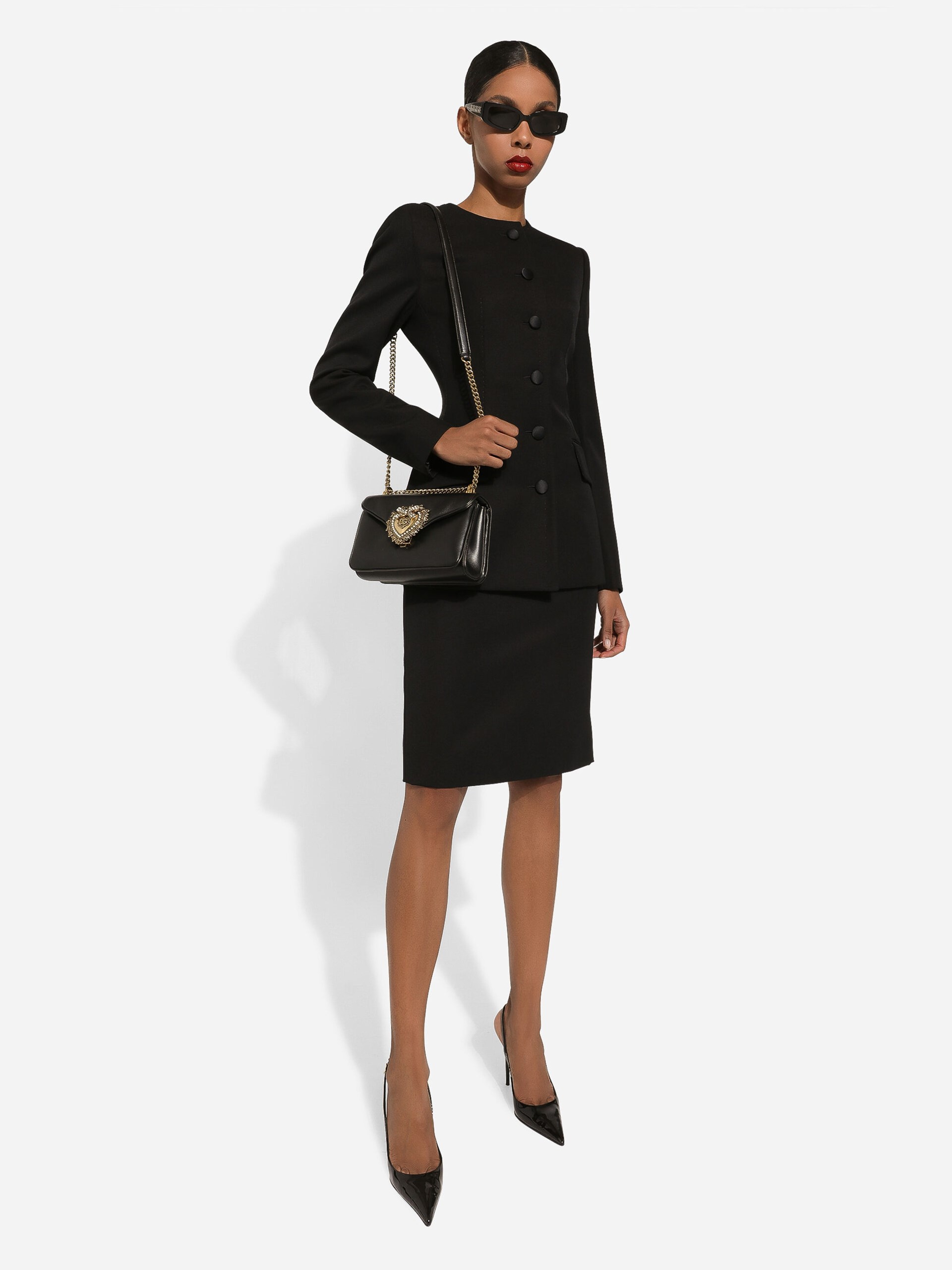 Dolce&Gabbana Devotion black leather bag with golden logo