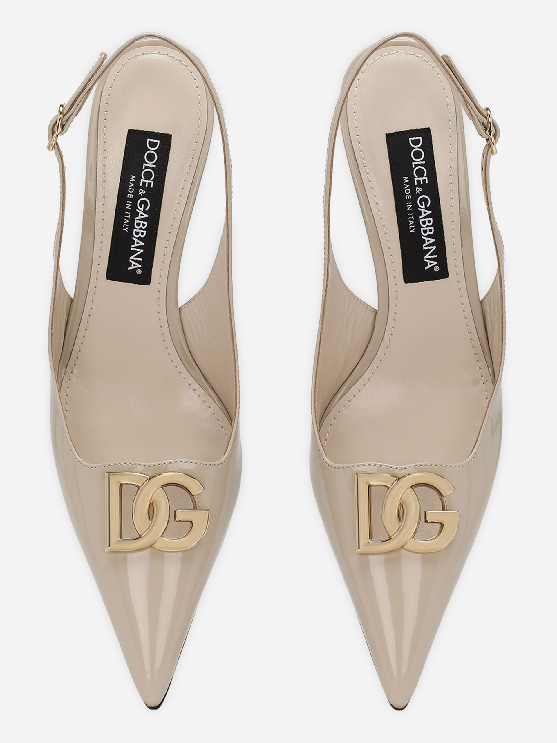 Dolce&Gabbana beige patent leather slingbacks with heels