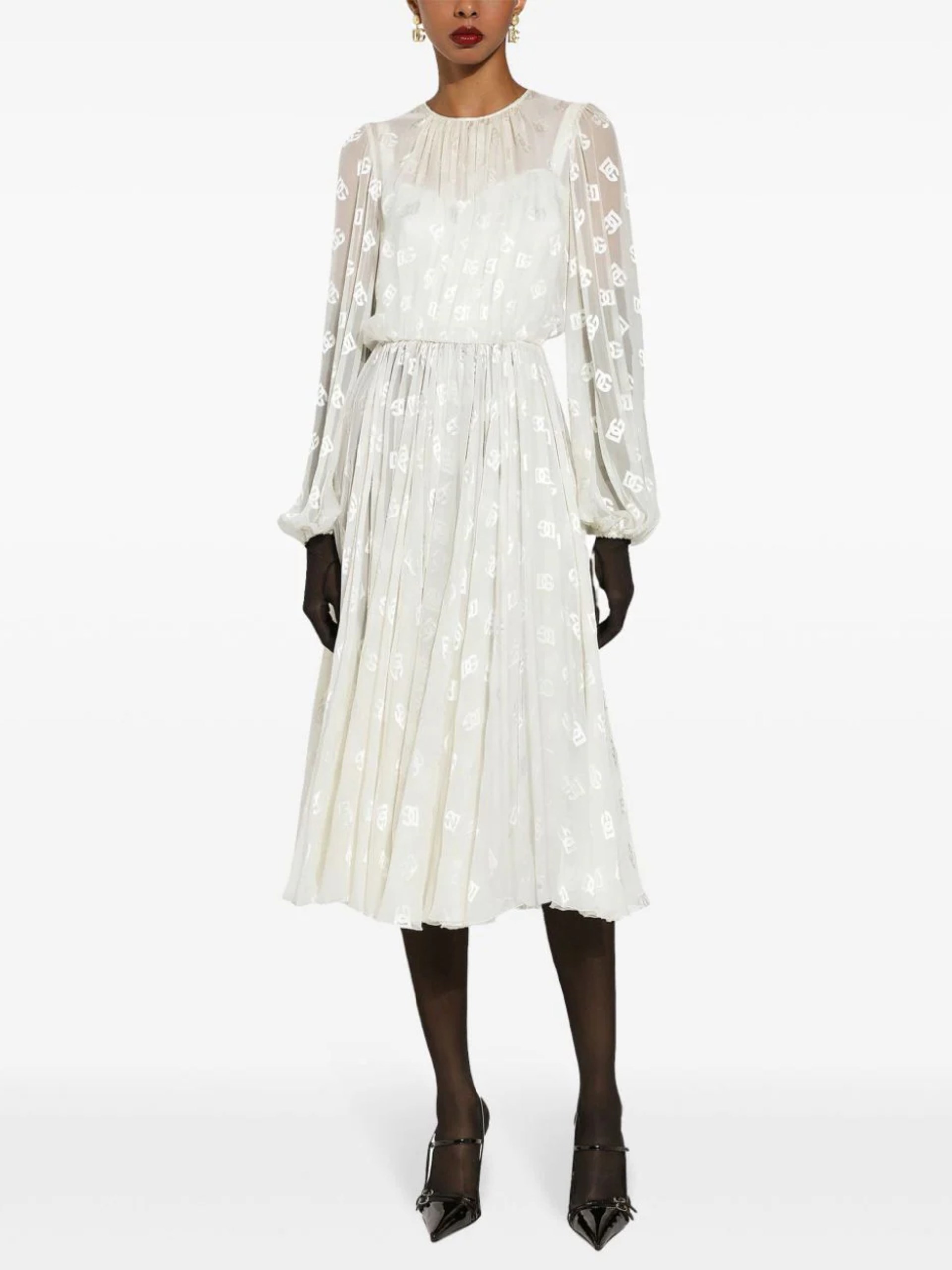 Dolce&Gabbana white monogram print maxi dress
