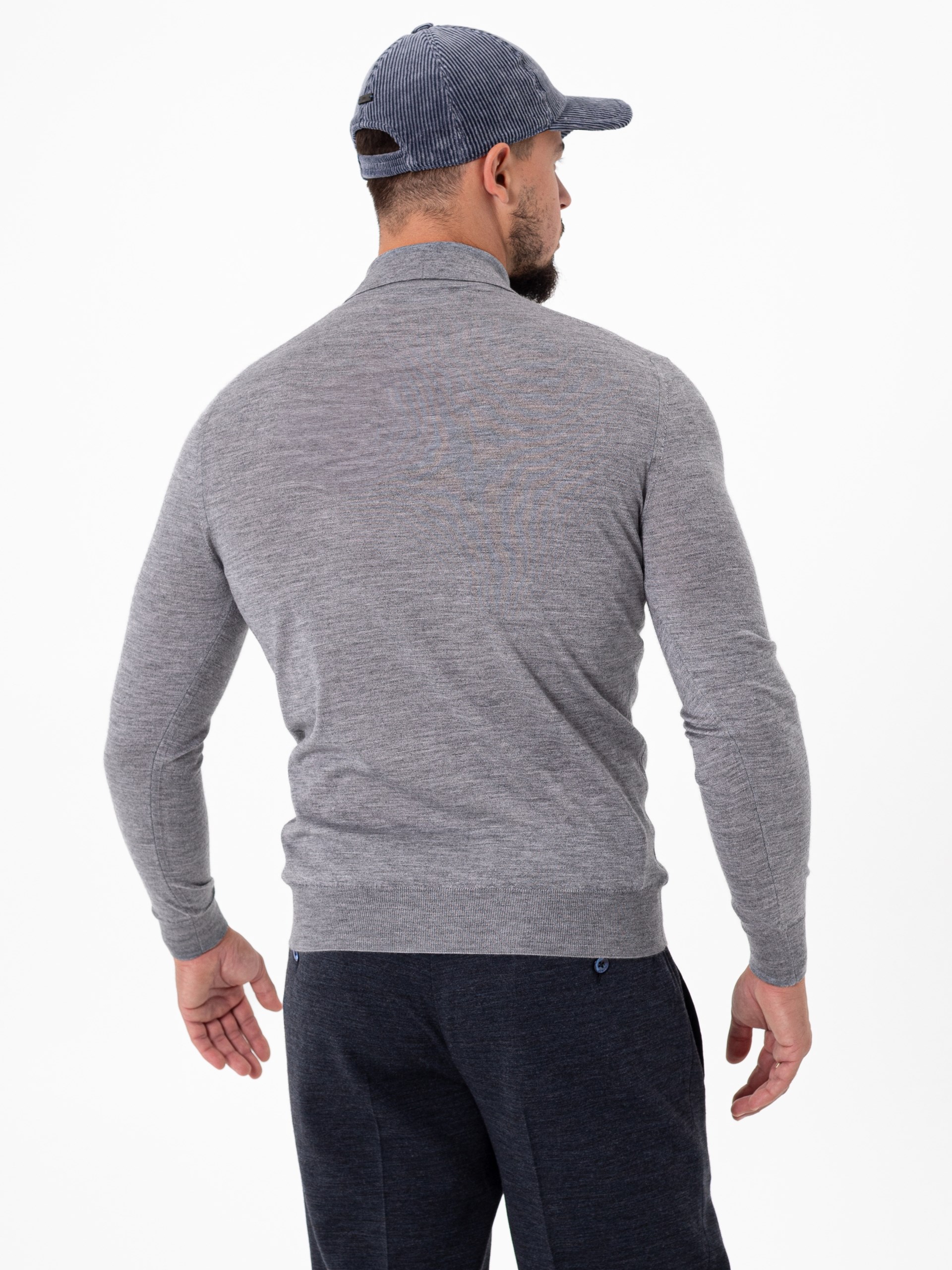 Fedeli Men's Light Gray Long Sleeve Polo