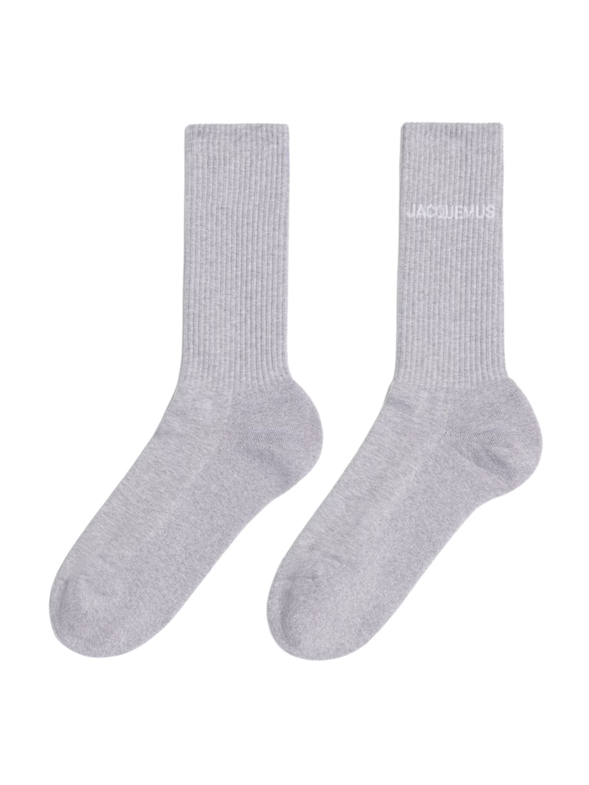 Jacquemus light gray striped socks with white logo