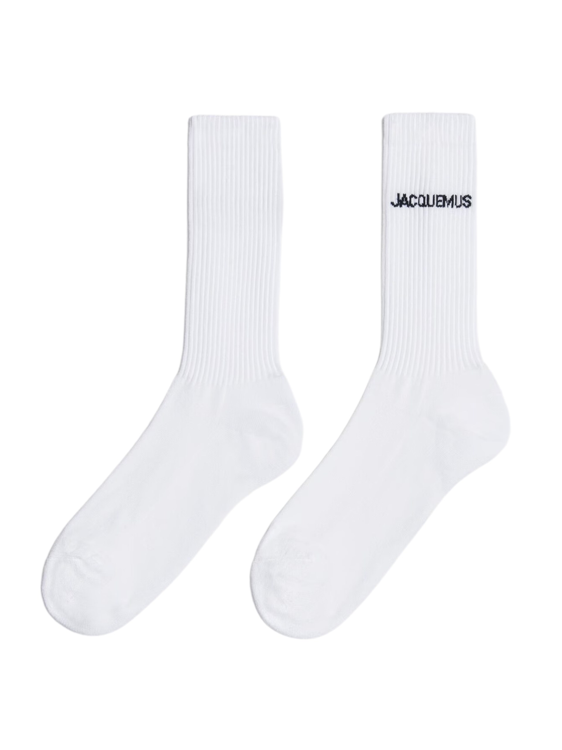 Jacquemus White Ribbed Socks with Black Logo