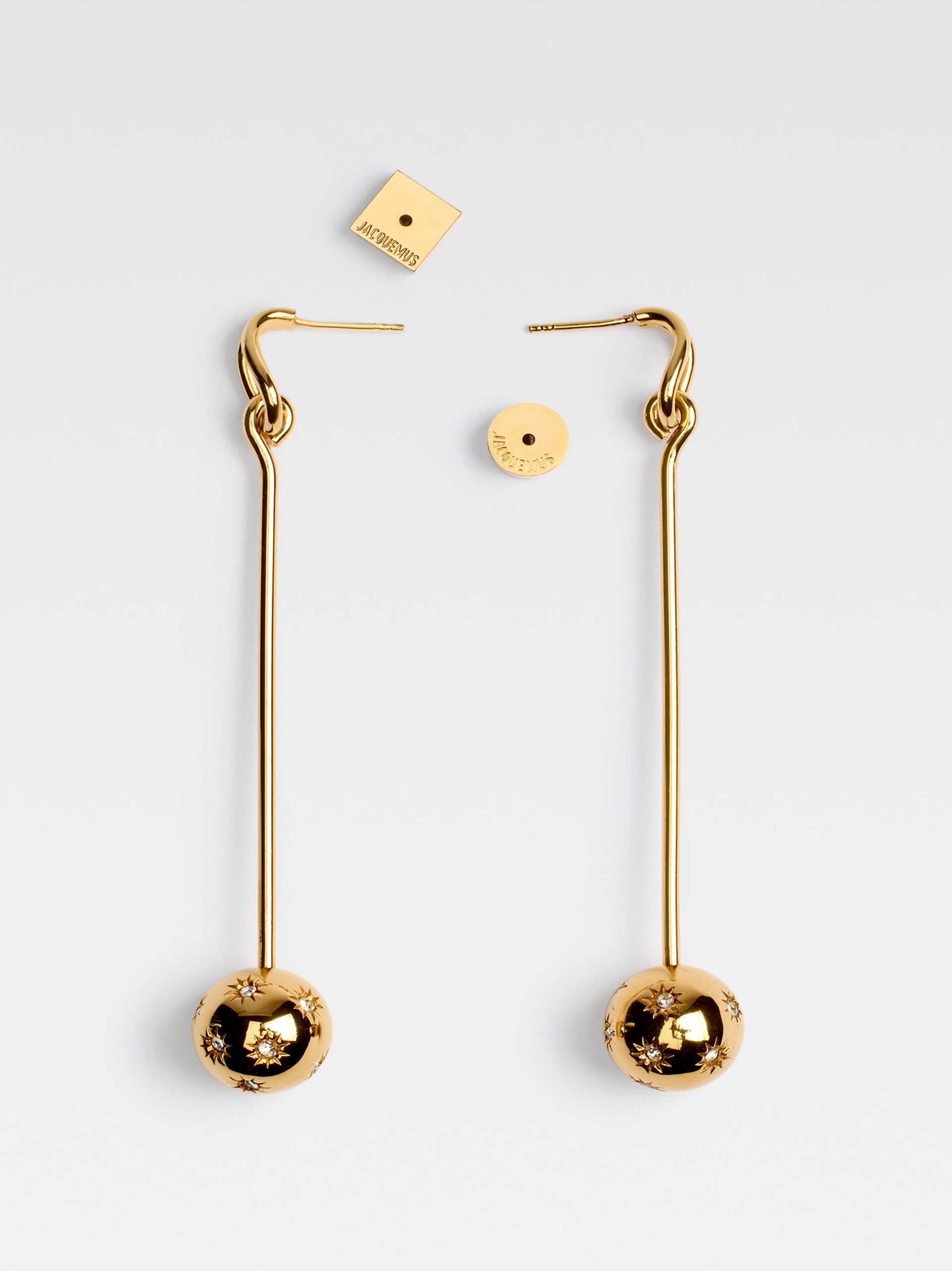 Jacquemus Nodo Gold Rhinestone Drop Earrings