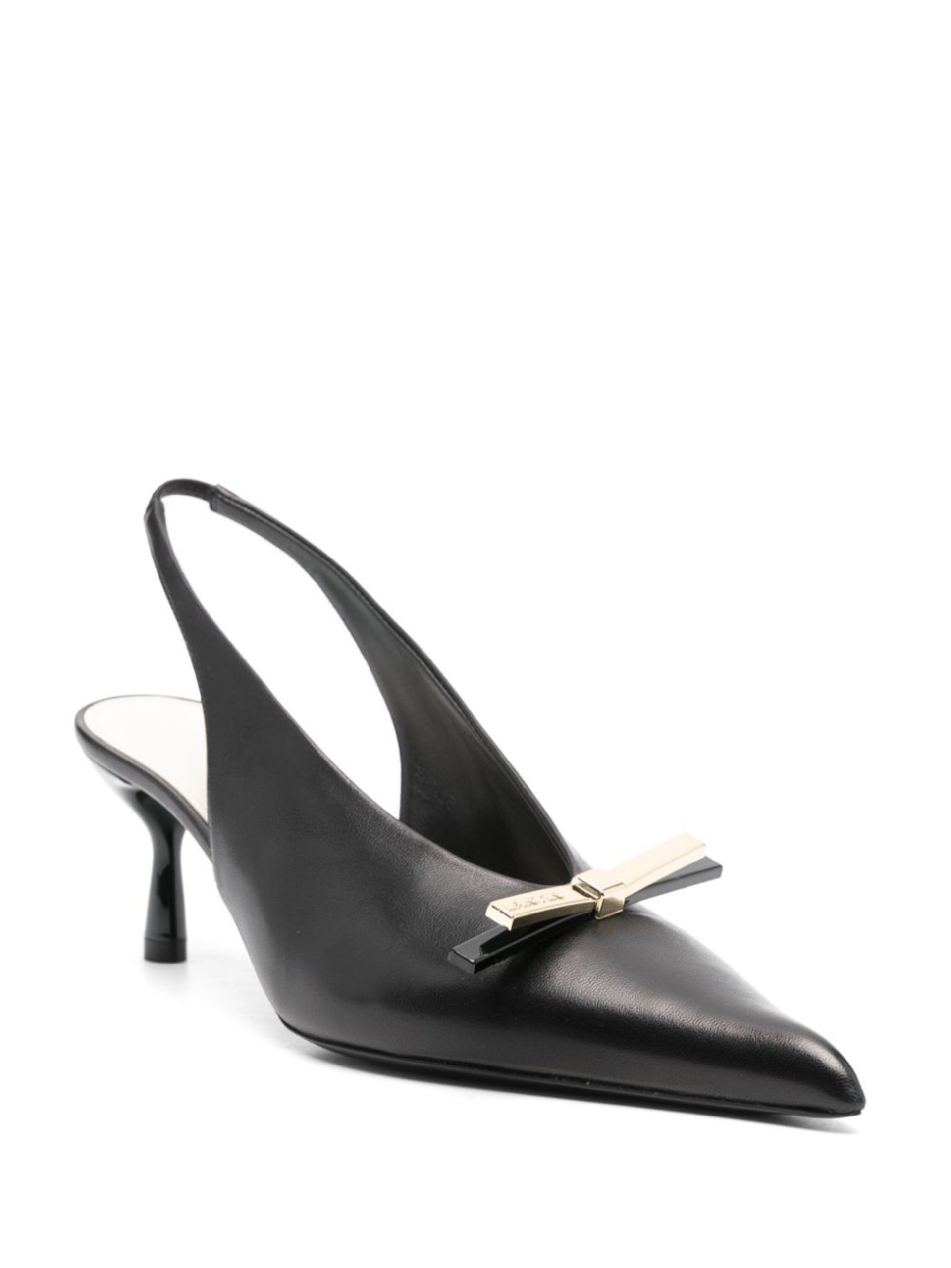 Lanvin black leather pumps with metal detail